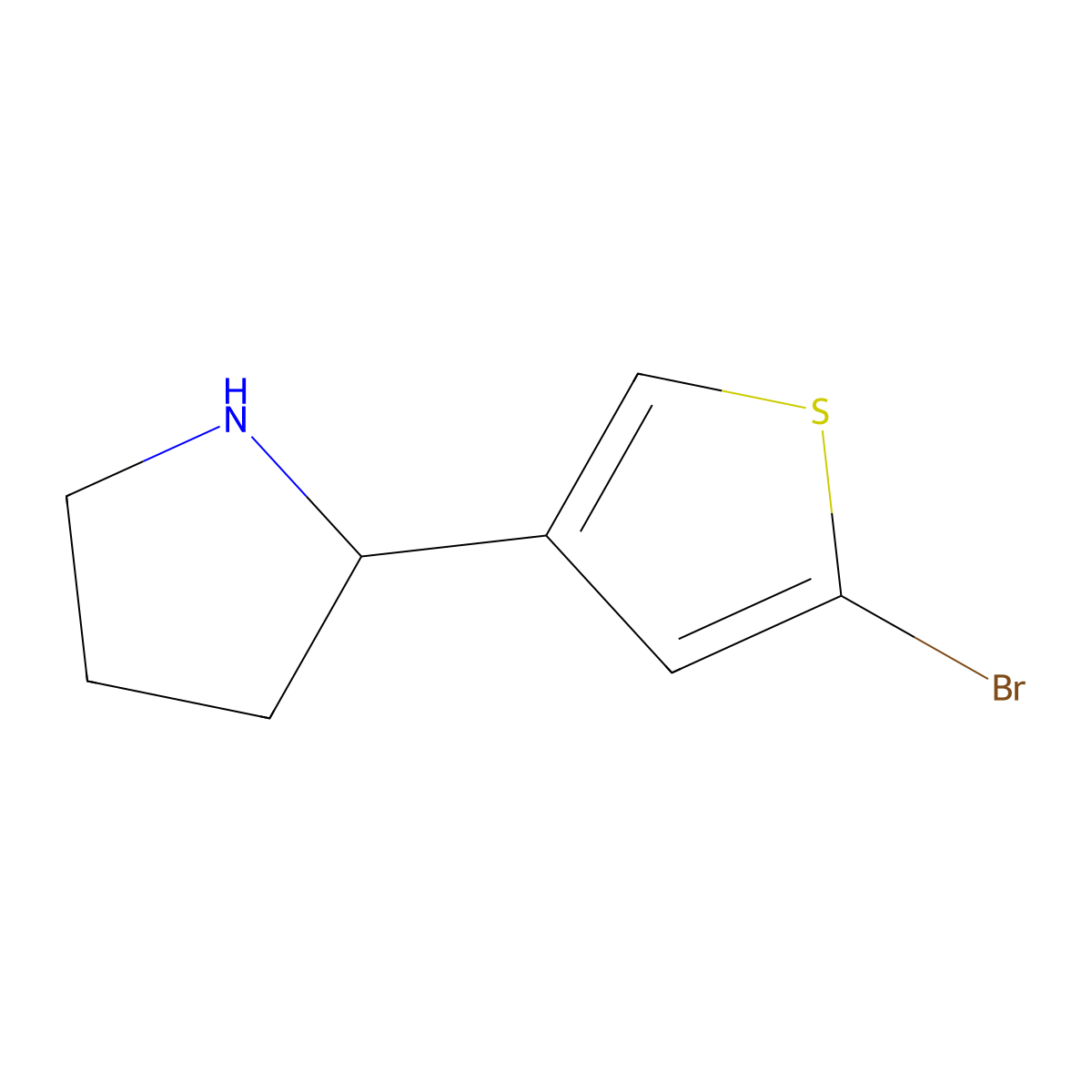 2-(5-Bromothiophen-3-yl)pyrrolidine molecular structure, CAS 1513033-11-8