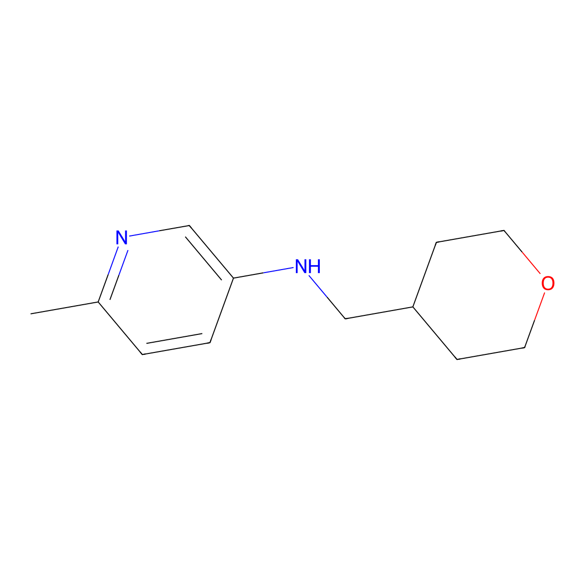 6-methyl-N-[(oxan-4-yl)methyl]pyridin-3-amine molecular structure, CAS 1513037-83-6