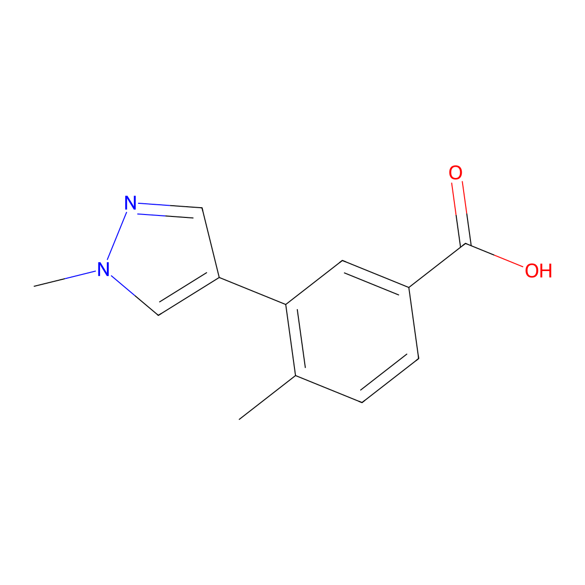 4-Methyl-3-(1-methyl-1H-pyrazol-4-yl)benzoic acid molecular structure, CAS 1513039-45-6