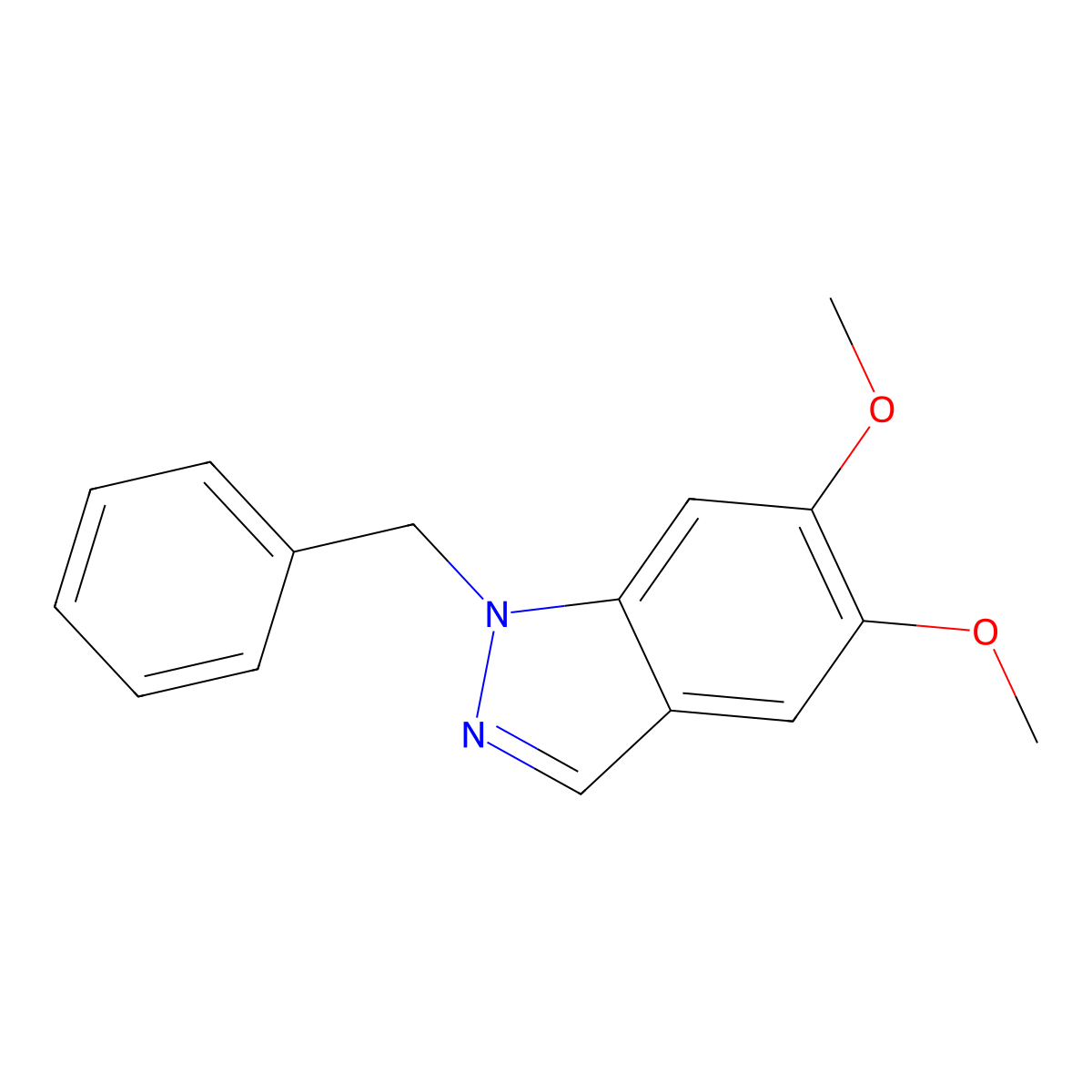 1-benzyl-5,6-dimethoxy-1H-indazole molecular structure, CAS 1513040-86-2