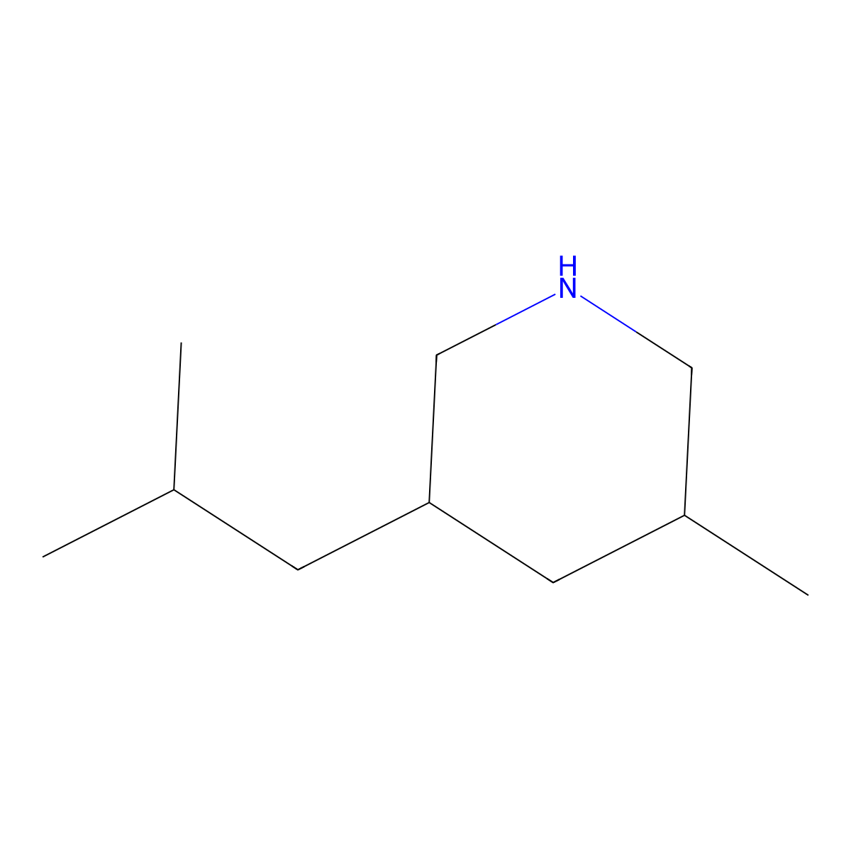 3-Methyl-5-(2-methylpropyl)piperidine molecular structure, CAS 1513051-41-6
