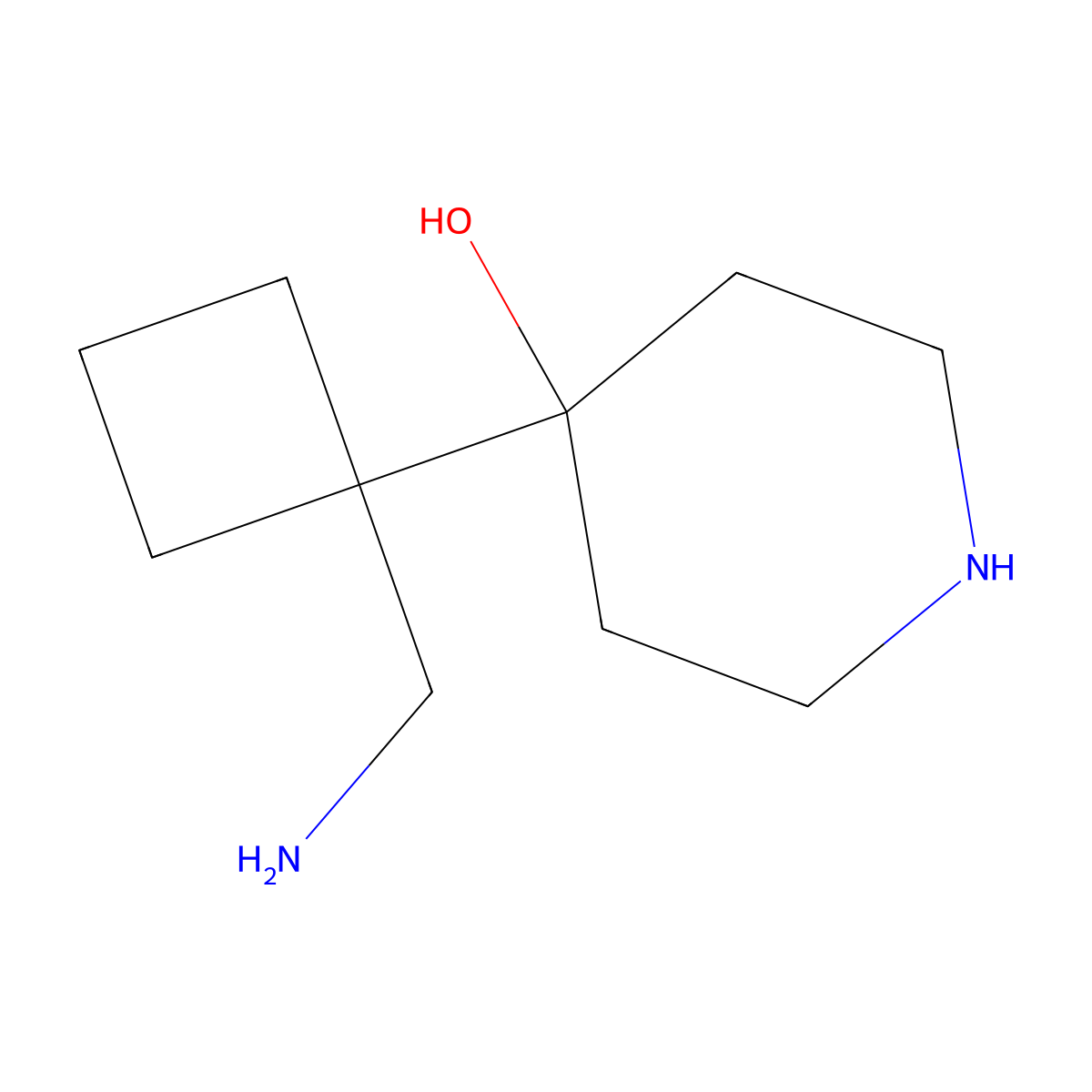 4-[1-(Aminomethyl)cyclobutyl]piperidin-4-ol molecular structure, CAS 1513055-61-2