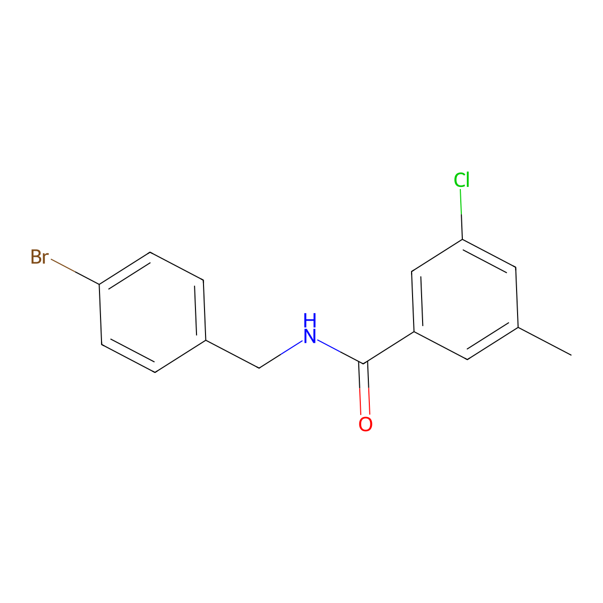 N-[(4-Bromophenyl)methyl]-3-chloro-5-methylbenzamide molecular structure, CAS 1513062-21-9
