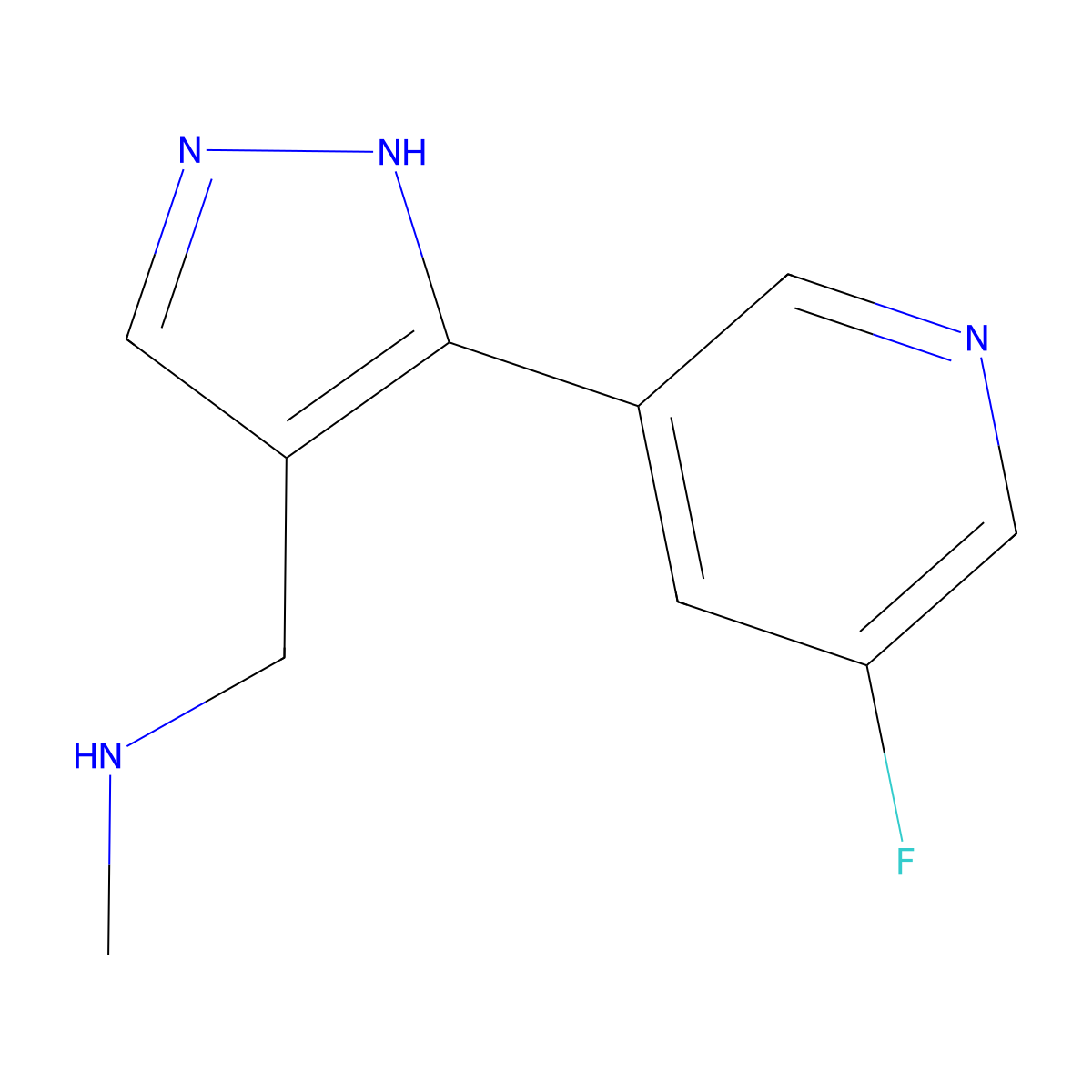 {[3-(5-fluoropyridin-3-yl)-1H-pyrazol-4-yl]methyl}(methyl)amine molecular structure, CAS 1513064-94-2