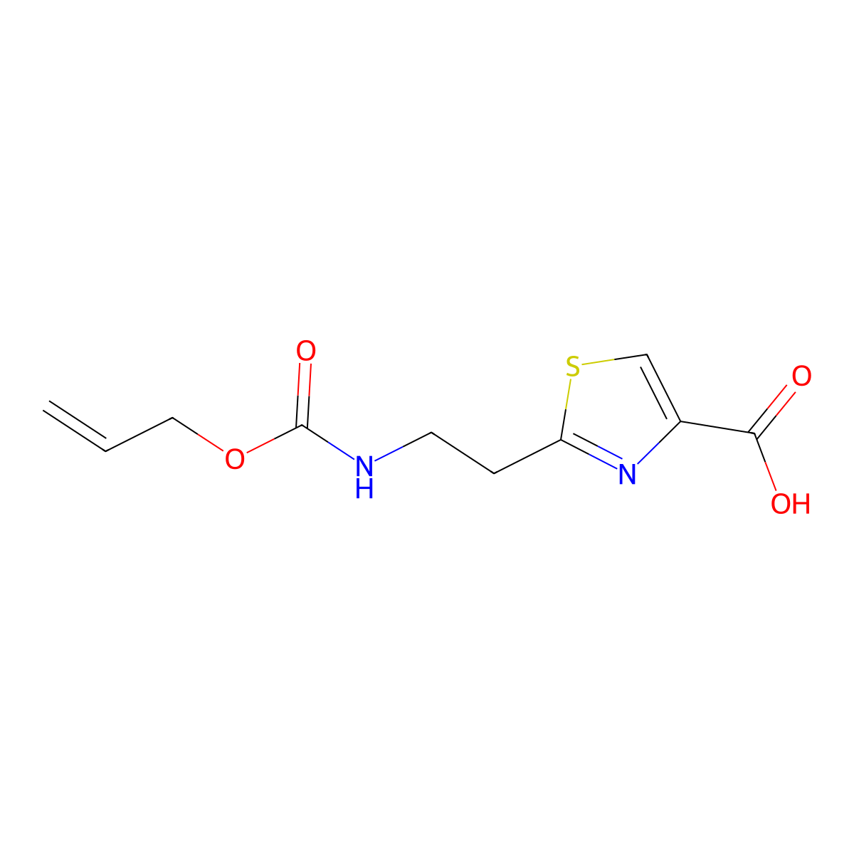 2-(2-{[(Prop-2-en-1-yloxy)carbonyl]amino}ethyl)-1,3-thiazole-4-carboxylic acid molecular structure, CAS 1513069-46-9