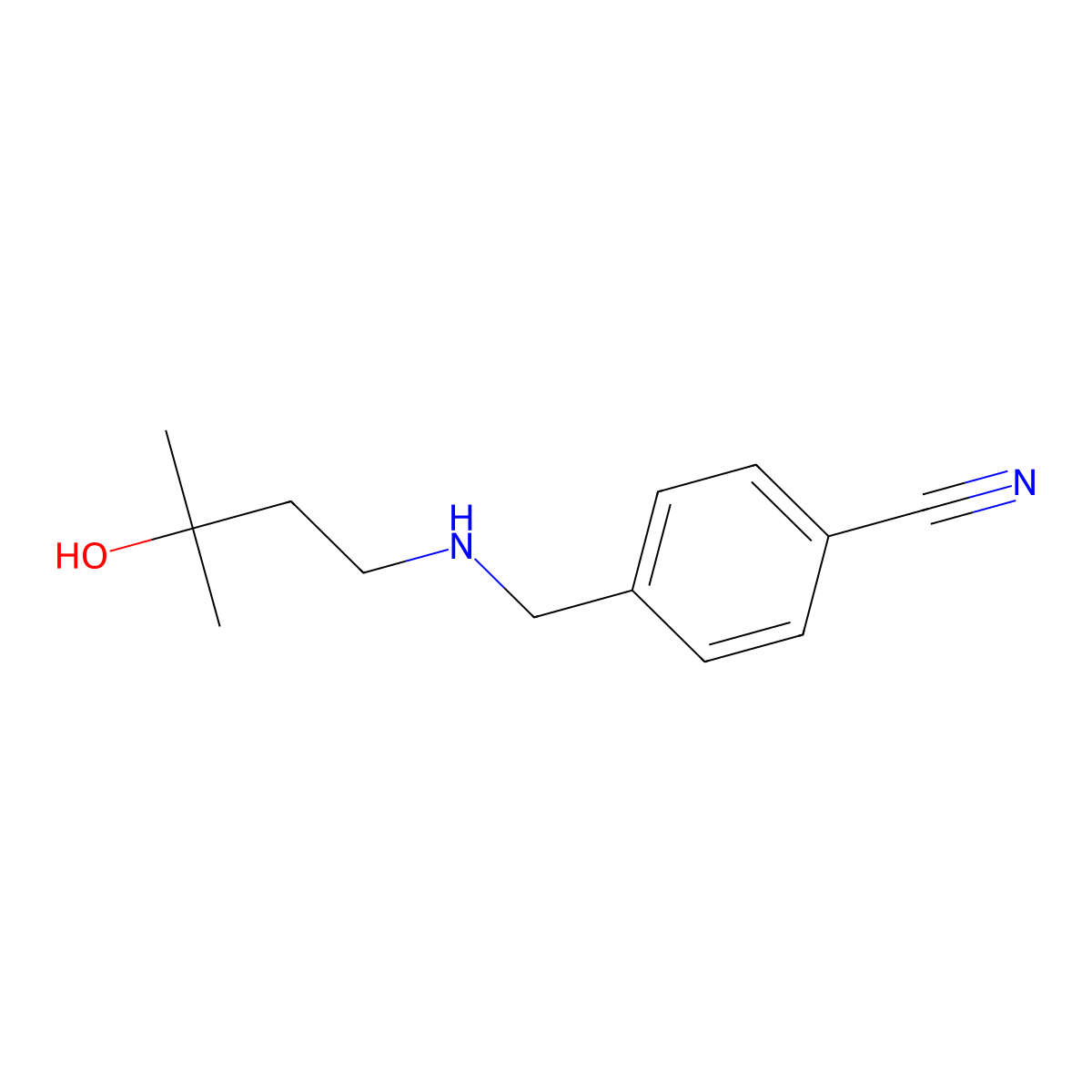 4-(((3-Hydroxy-3-methylbutyl)amino)methyl)benzonitrile molecular structure, CAS 1513076-99-7