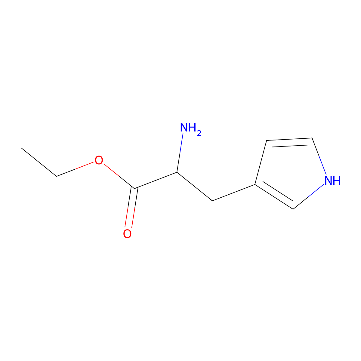 ethyl 2-amino-3-(1H-pyrrol-3-yl)propanoate molecular structure, CAS 1513086-08-2