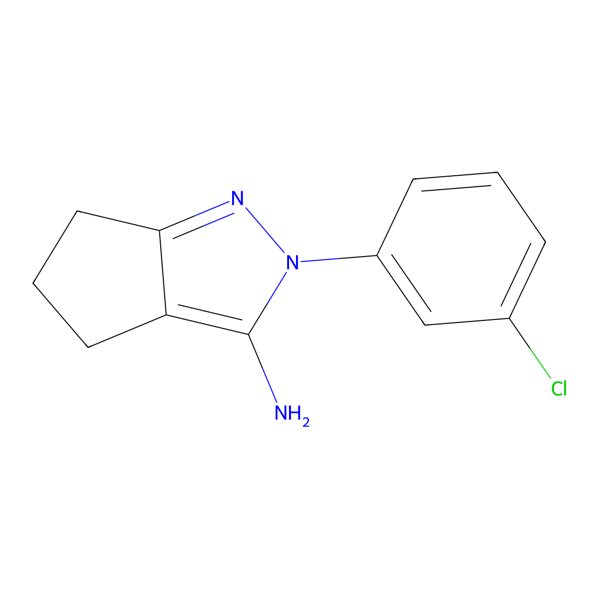 2-(3-Chlorophenyl)-2H,4H,5H,6H-cyclopenta(C)pyrazol-3-amine molecular structure, CAS 1513091-25-2