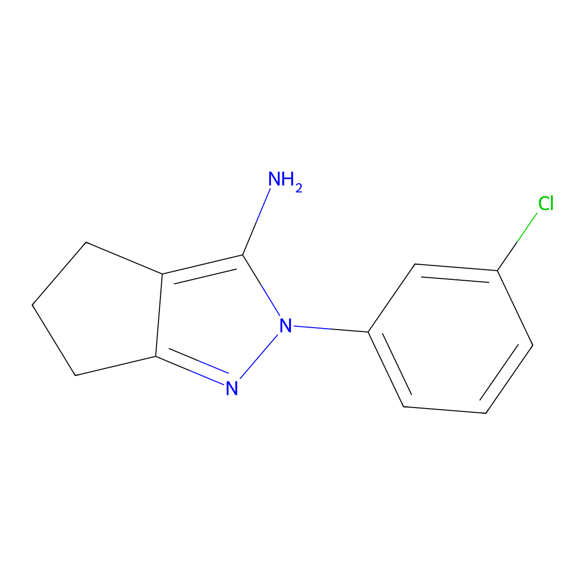 2-(3-Chlorophenyl)-2H,4H,5H,6H-cyclopenta(C)pyrazol-3-amine molecular structure, CAS 1513091-25-2