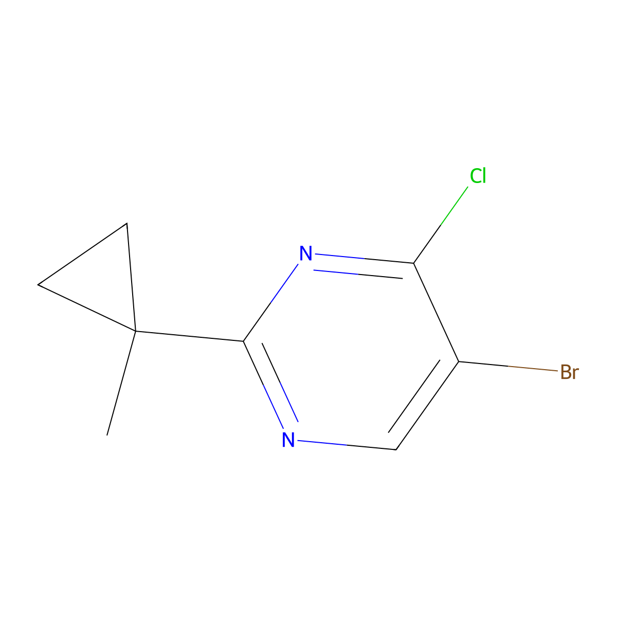 5-Bromo-4-chloro-2-(1-methylcyclopropyl)pyrimidine molecular structure, CAS 1513097-54-5