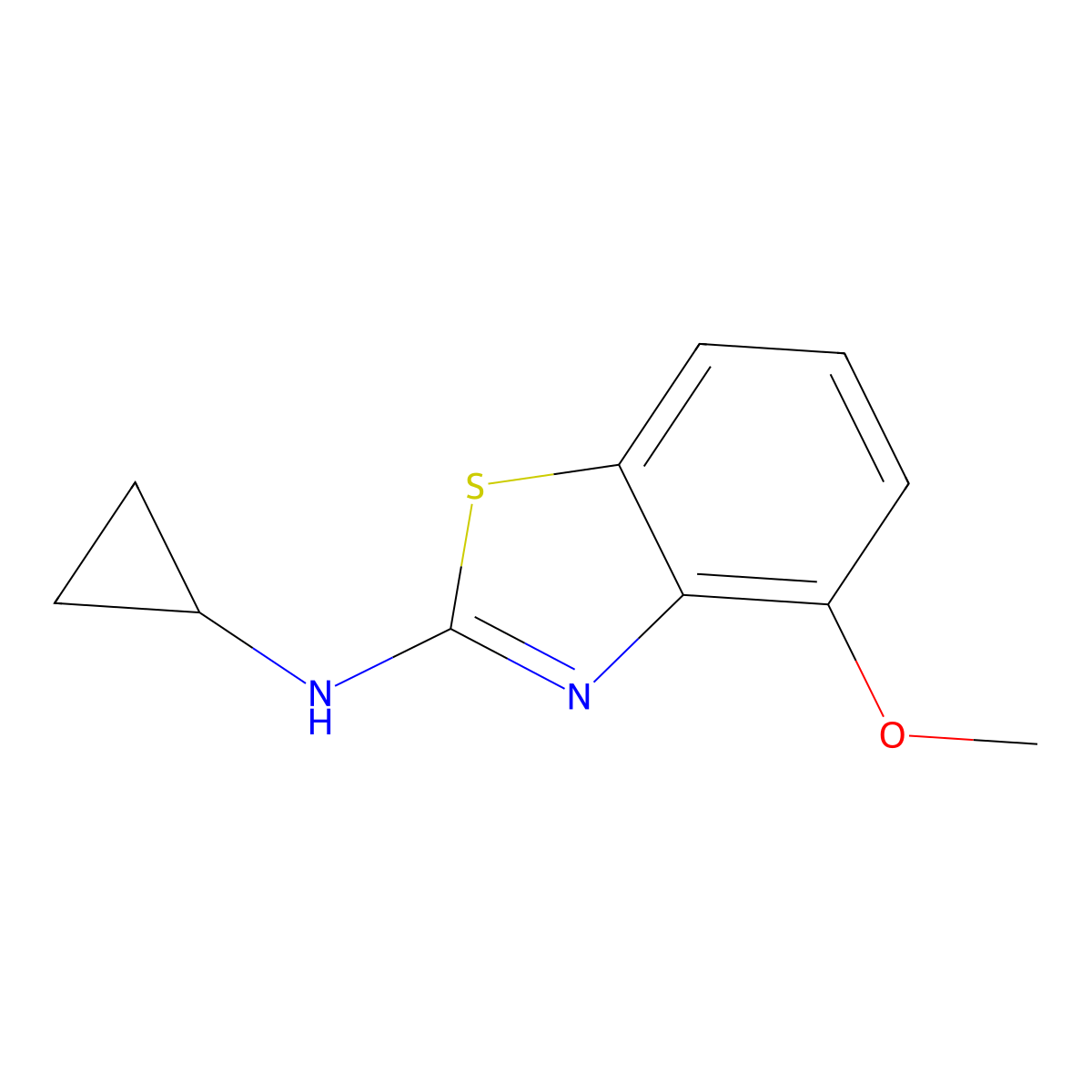 N-cyclopropyl-4-methoxy-1,3-benzothiazol-2-amine molecular structure, CAS 1513100-43-0