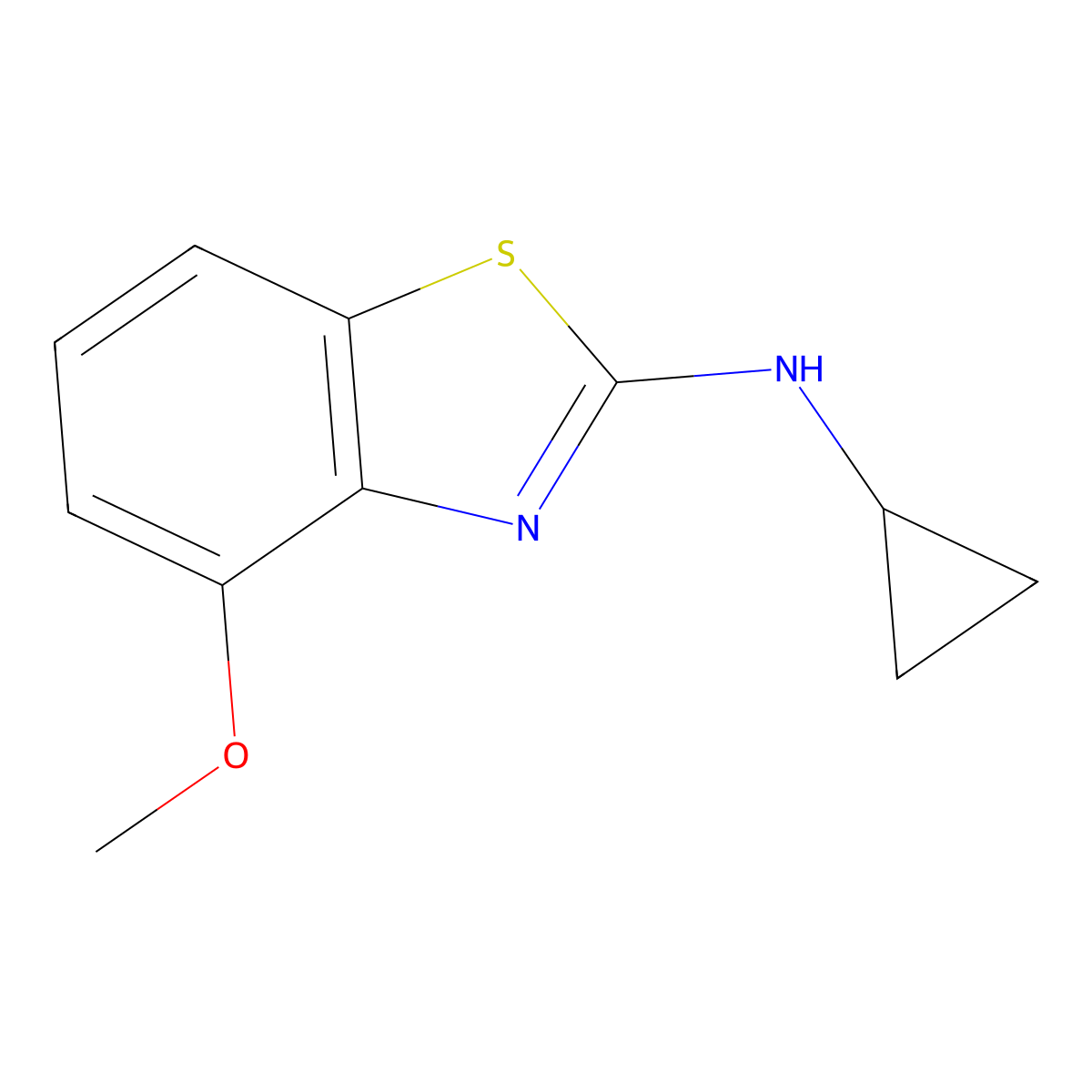 N-cyclopropyl-4-methoxy-1,3-benzothiazol-2-amine molecular structure, CAS 1513100-43-0