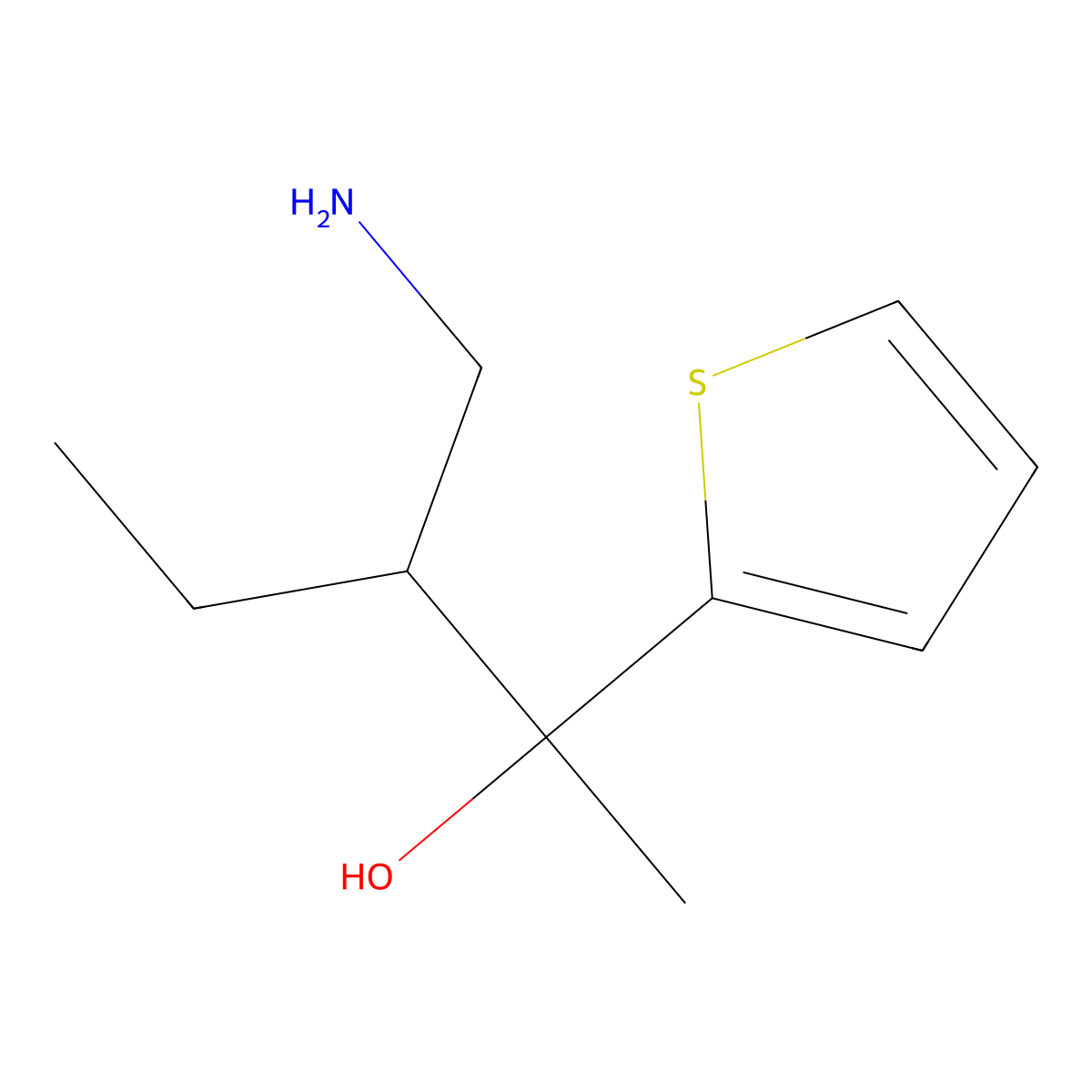 3-(Aminomethyl)-2-(thiophen-2-yl)pentan-2-ol molecular structure, CAS 1513107-97-5