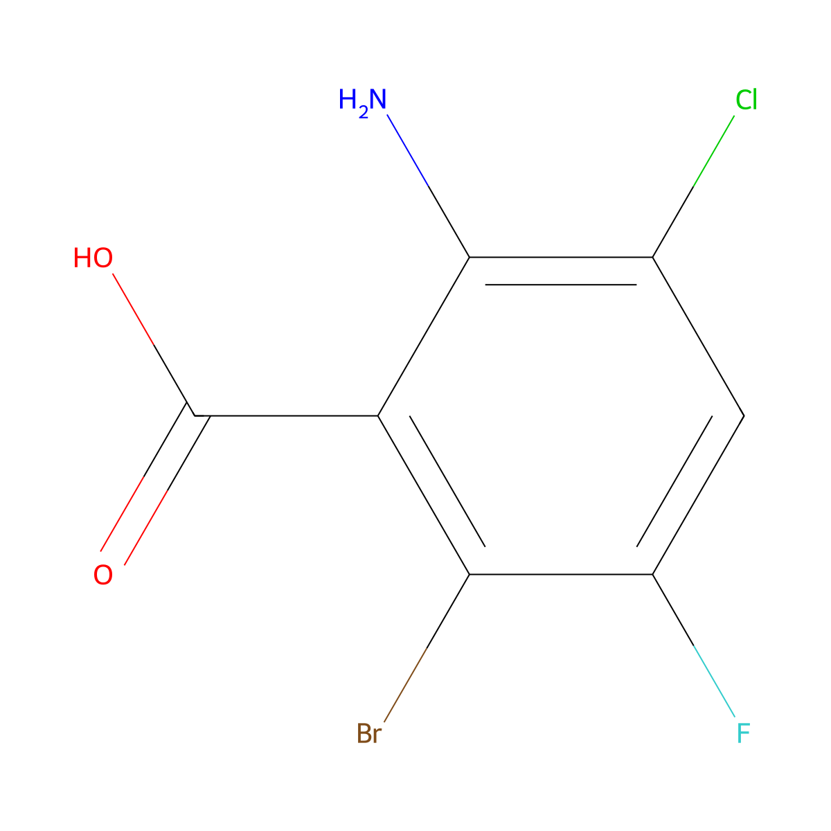 2-Amino-6-bromo-3-chloro-5-fluorobenzoic acid molecular structure, CAS 1513119-35-1