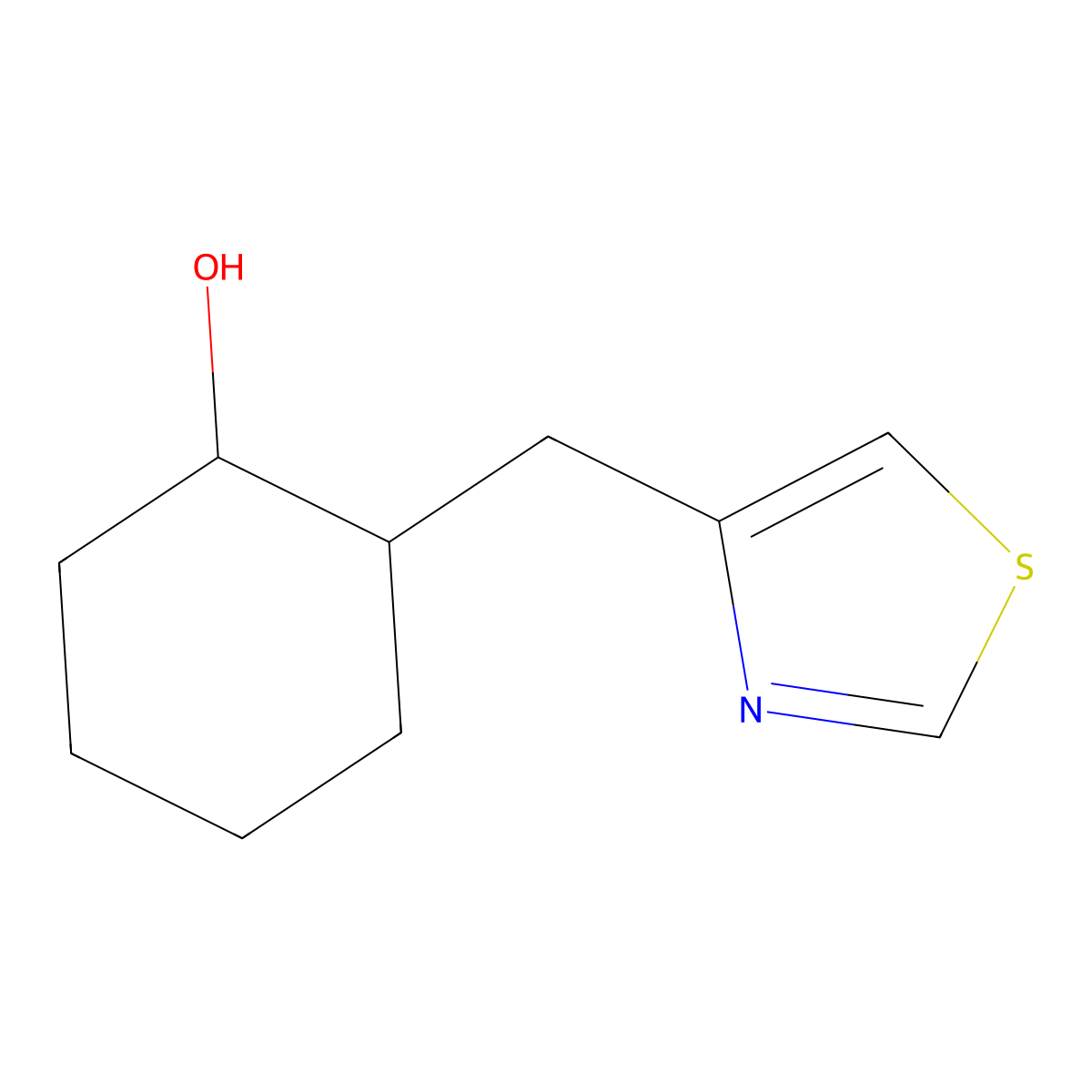 2-(Thiazol-4-ylmethyl)cyclohexan-1-ol molecular structure, CAS 1513122-86-5