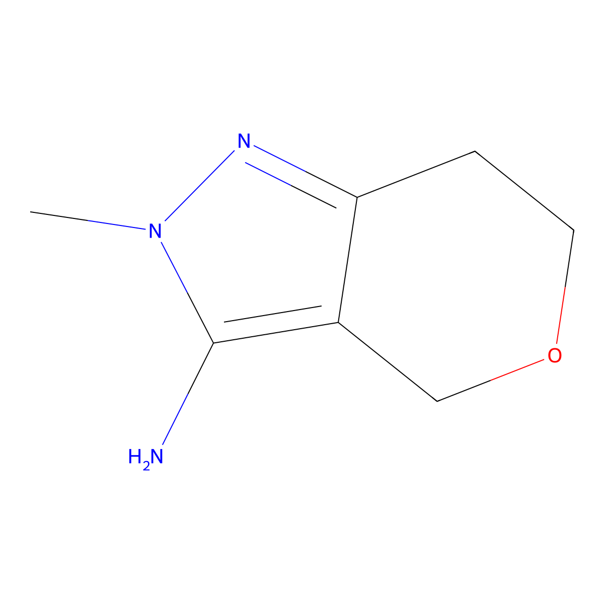 2-methyl-2H,4H,6H,7H-pyrano(4,3-c)pyrazol-3-amine molecular structure, CAS 1513130-41-0