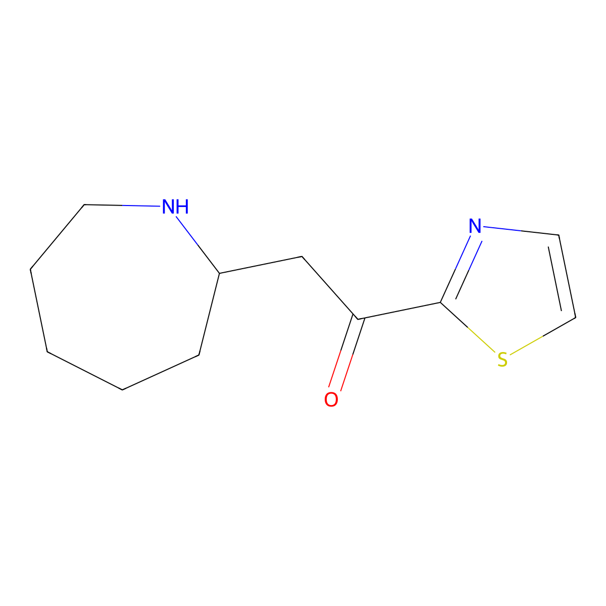 2-(Azepan-2-yl)-1-(1,3-thiazol-2-yl)ethan-1-one molecular structure, CAS 1513144-29-0
