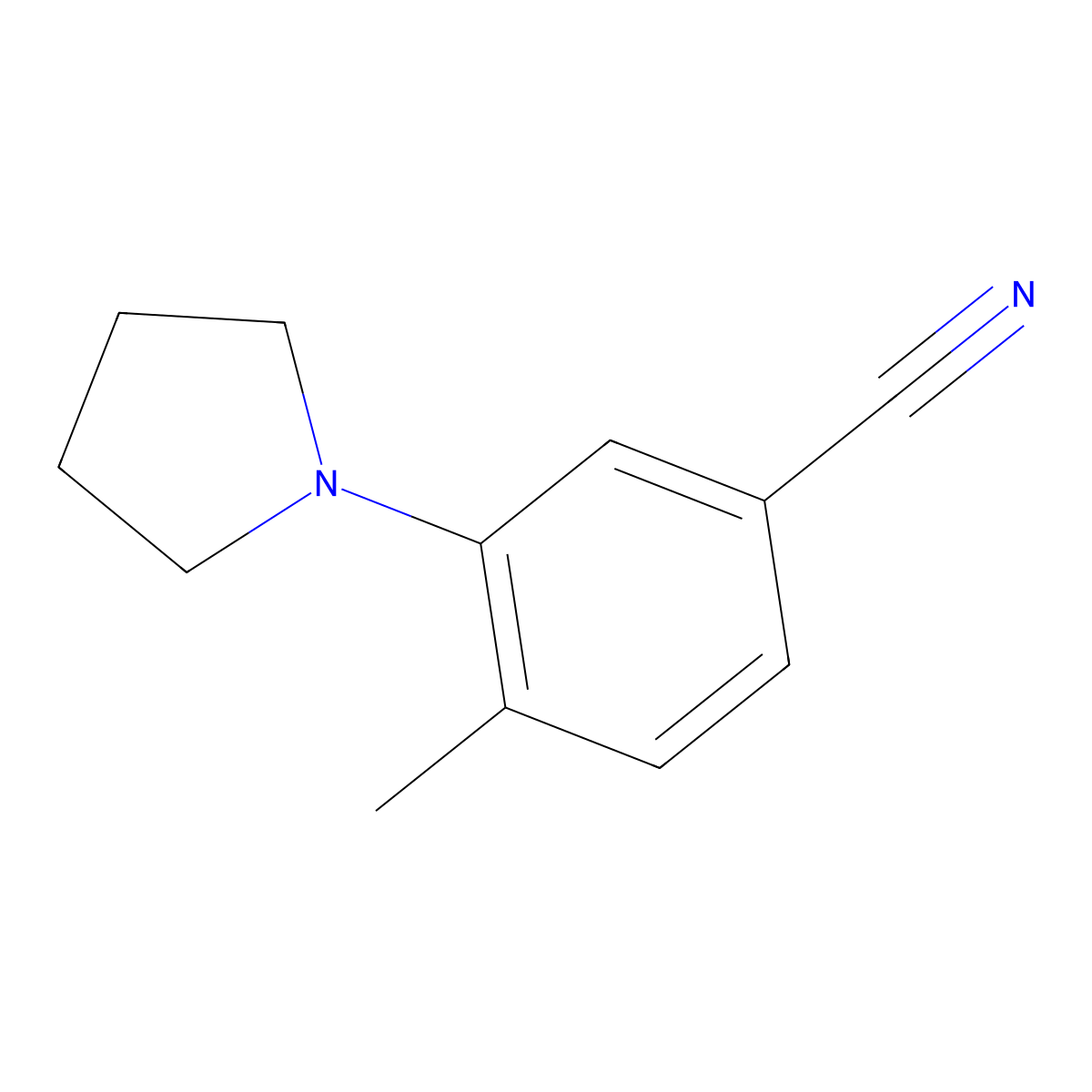 4-Methyl-3-(pyrrolidin-1-yl)benzonitrile molecular structure, CAS 1513149-33-1