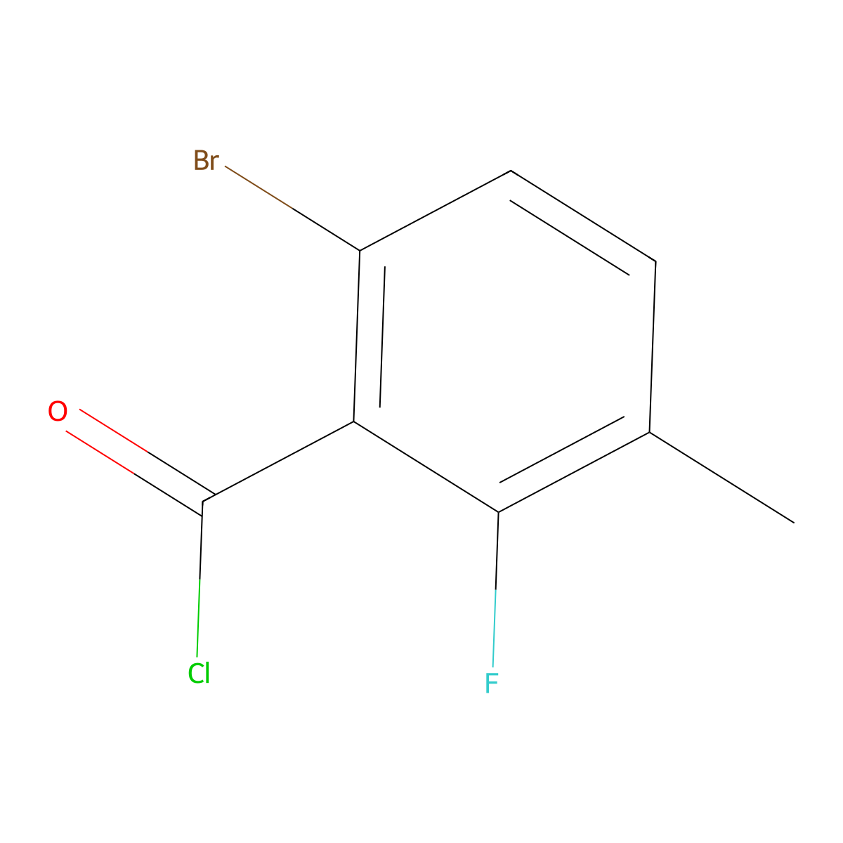 6-Bromo-2-fluoro-3-methylbenzoyl chloride molecular structure, CAS 1513151-69-3