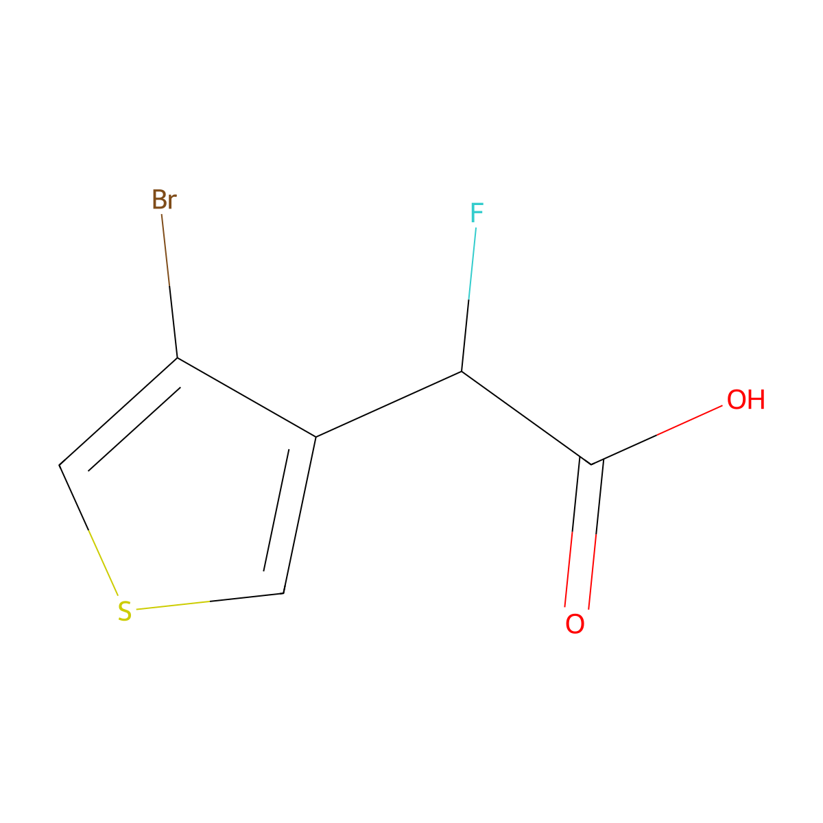 2-(4-Bromothiophen-3-yl)-2-fluoroacetic acid molecular structure, CAS 1513175-51-3