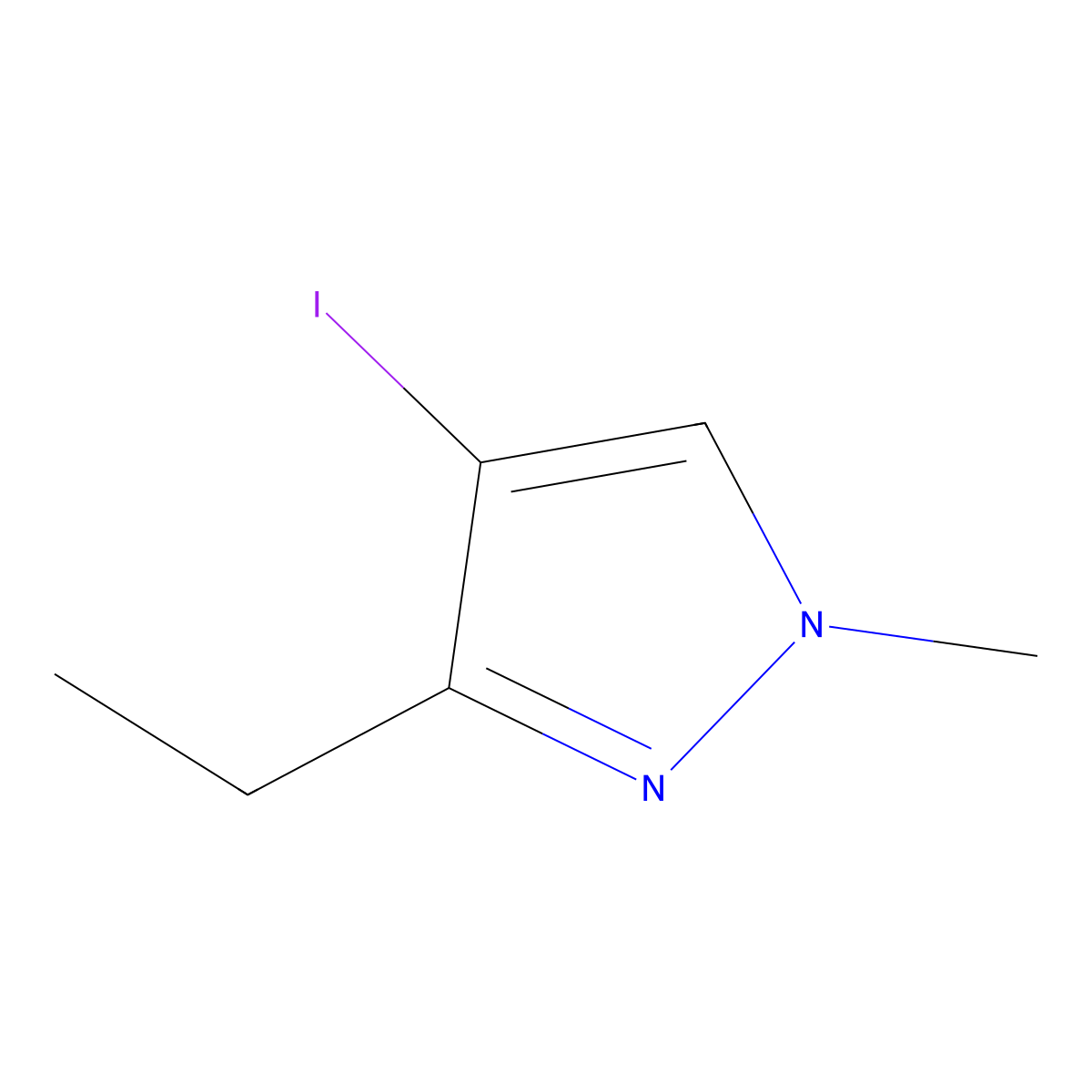 3-Ethyl-4-iodo-1-methyl-pyrazole molecular structure, CAS 1513183-02-2