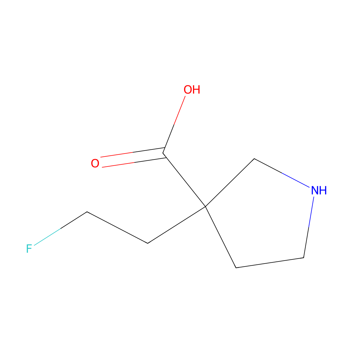 3-(2-Fluoroethyl)pyrrolidine-3-carboxylic acid molecular structure, CAS 1513183-26-0