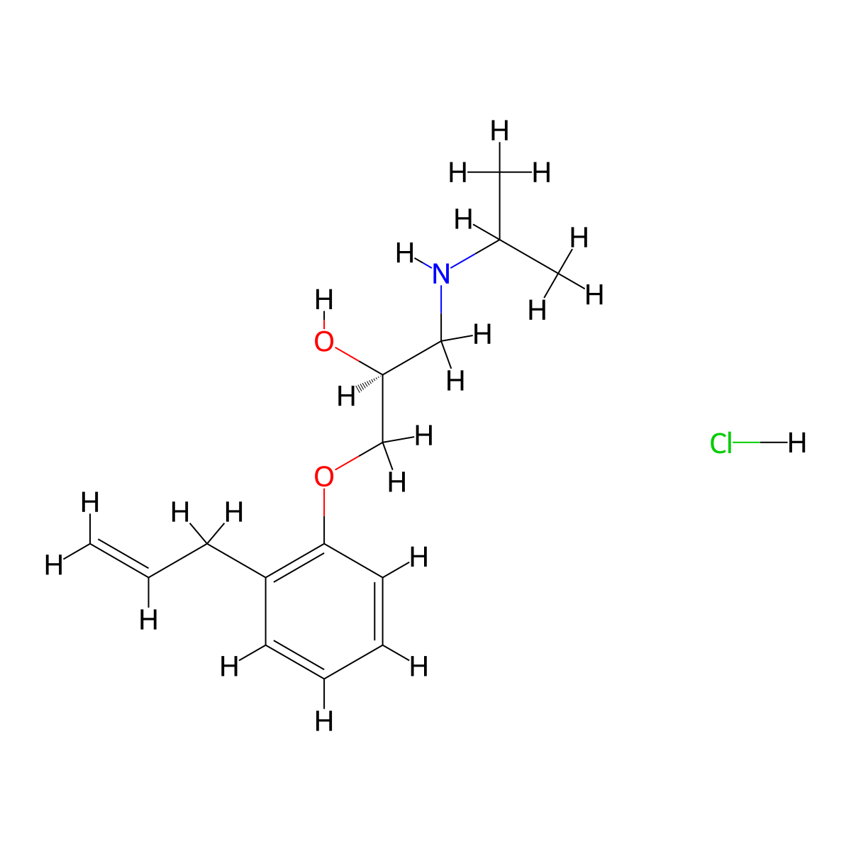 Alprenolol hydrochloride, (S)- molecular structure, CAS 15132-12-4