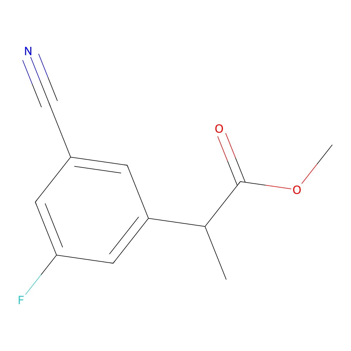 Methyl 2-(3-cyano-5-fluorophenyl)propanoate molecular structure, CAS 1513211-75-0