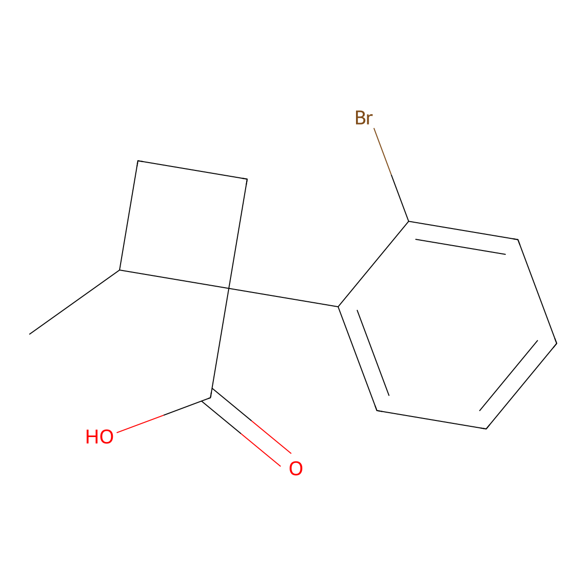 1-(2-Bromophenyl)-2-methylcyclobutane-1-carboxylic acid molecular structure, CAS 1513216-96-0