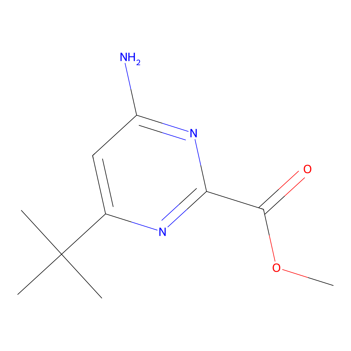 Methyl 4-amino-6-tert-butylpyrimidine-2-carboxylate molecular structure, CAS 1513227-58-1