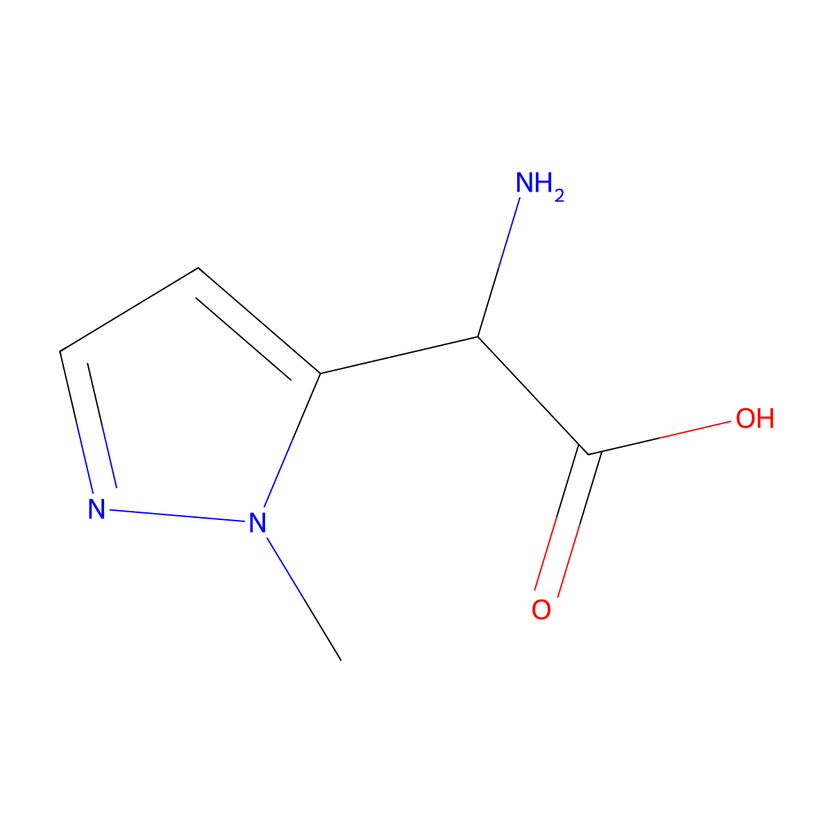 2-Amino-2-(1-methyl-1H-pyrazol-5-yl)acetic acid molecular structure, CAS 1513231-19-0