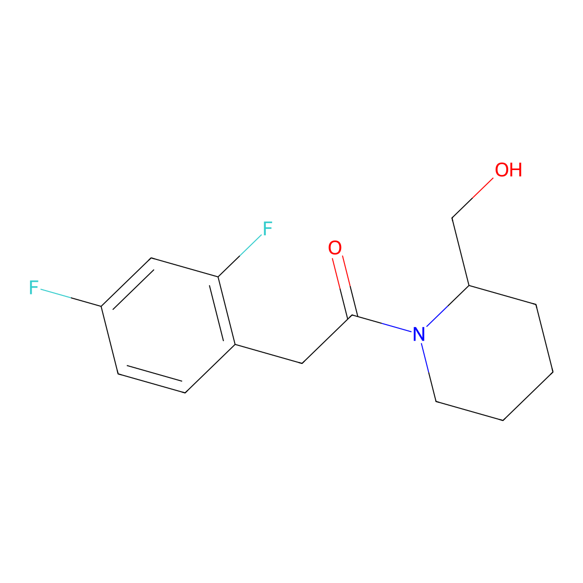 2-(2,4-Difluorophenyl)-1-[2-(hydroxymethyl)piperidin-1-yl]ethan-1-one molecular structure, CAS 1513235-52-3