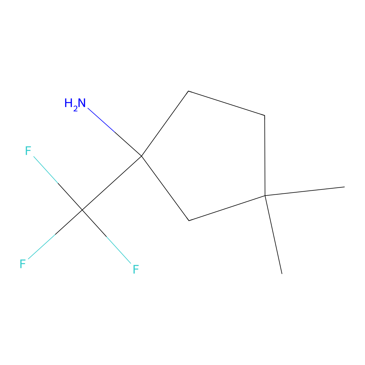 3,3-Dimethyl-1-(trifluoromethyl)cyclopentan-1-amine molecular structure, CAS 1513250-95-7