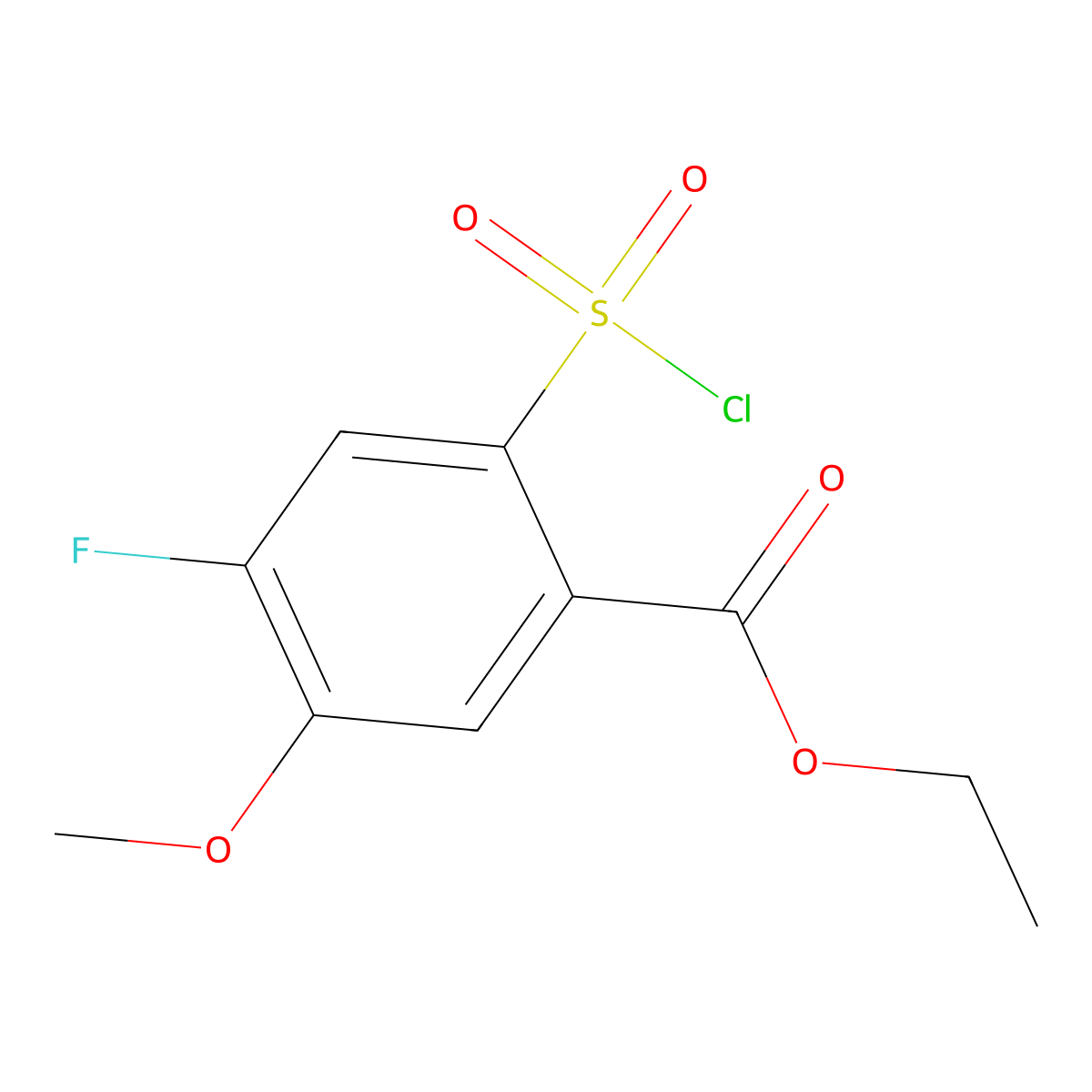 Ethyl 2-(chlorosulfonyl)-4-fluoro-5-methoxybenzoate molecular structure, CAS 1513252-14-6