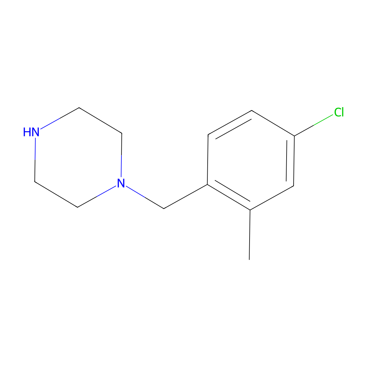 1-[(4-Chloro-2-methylphenyl)methyl]piperazine molecular structure, CAS 1513270-94-4