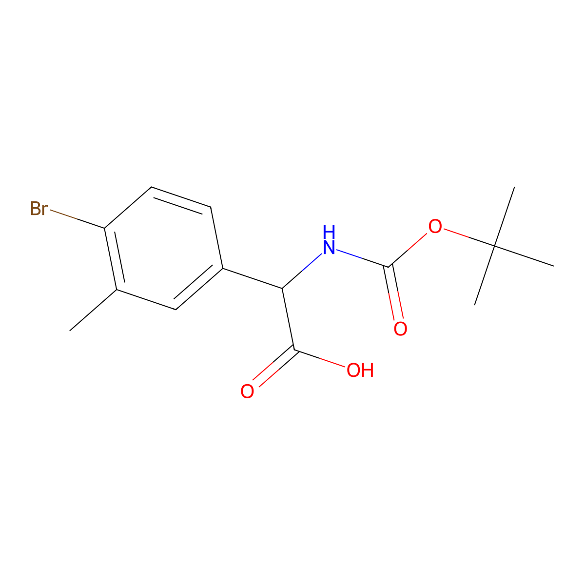 2-(4-Bromo-3-methylphenyl)-2-{[(tert-butoxy)carbonyl]amino}acetic acid molecular structure, CAS 1513275-29-0