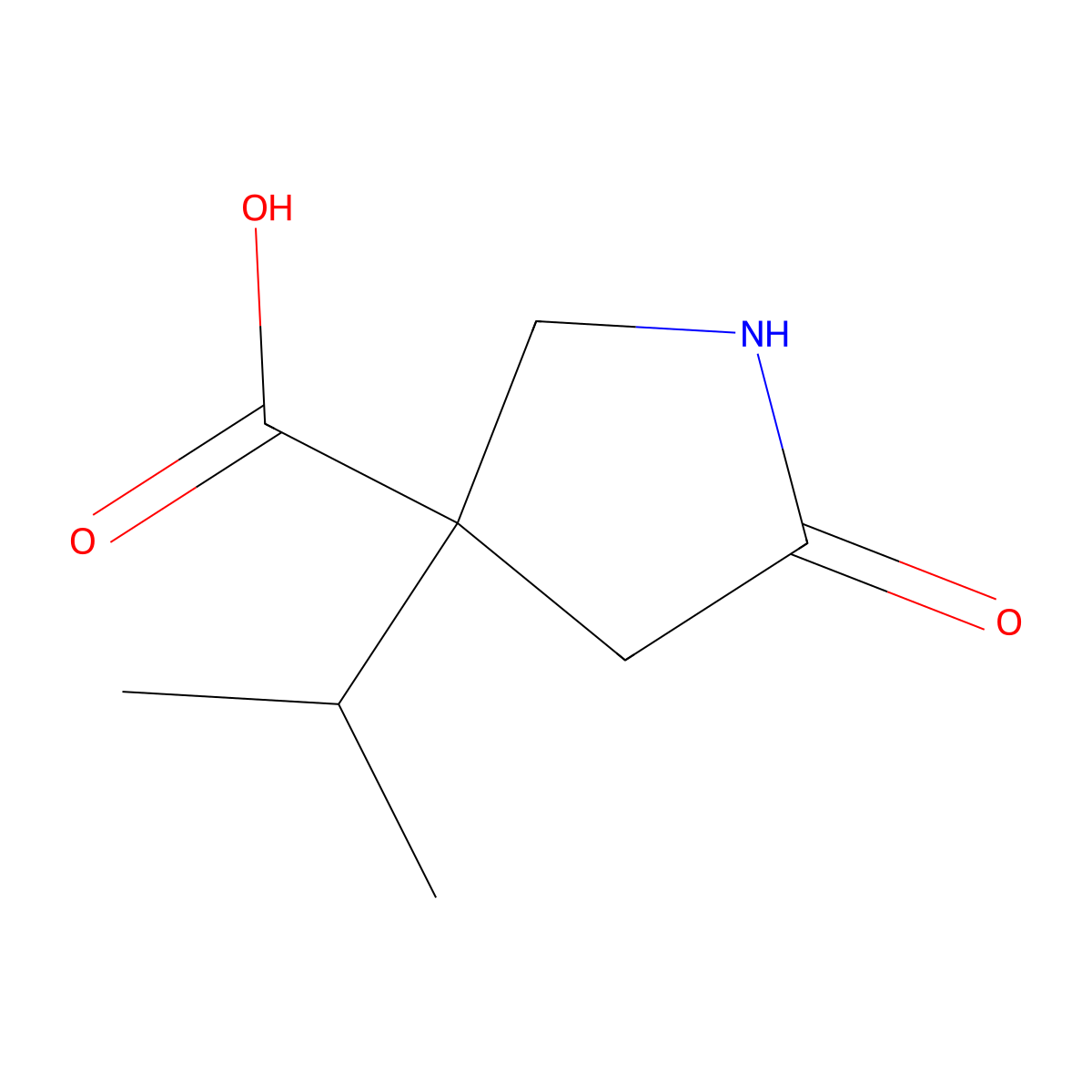 5-Oxo-3-(propan-2-yl)pyrrolidine-3-carboxylic acid molecular structure, CAS 1513302-54-9