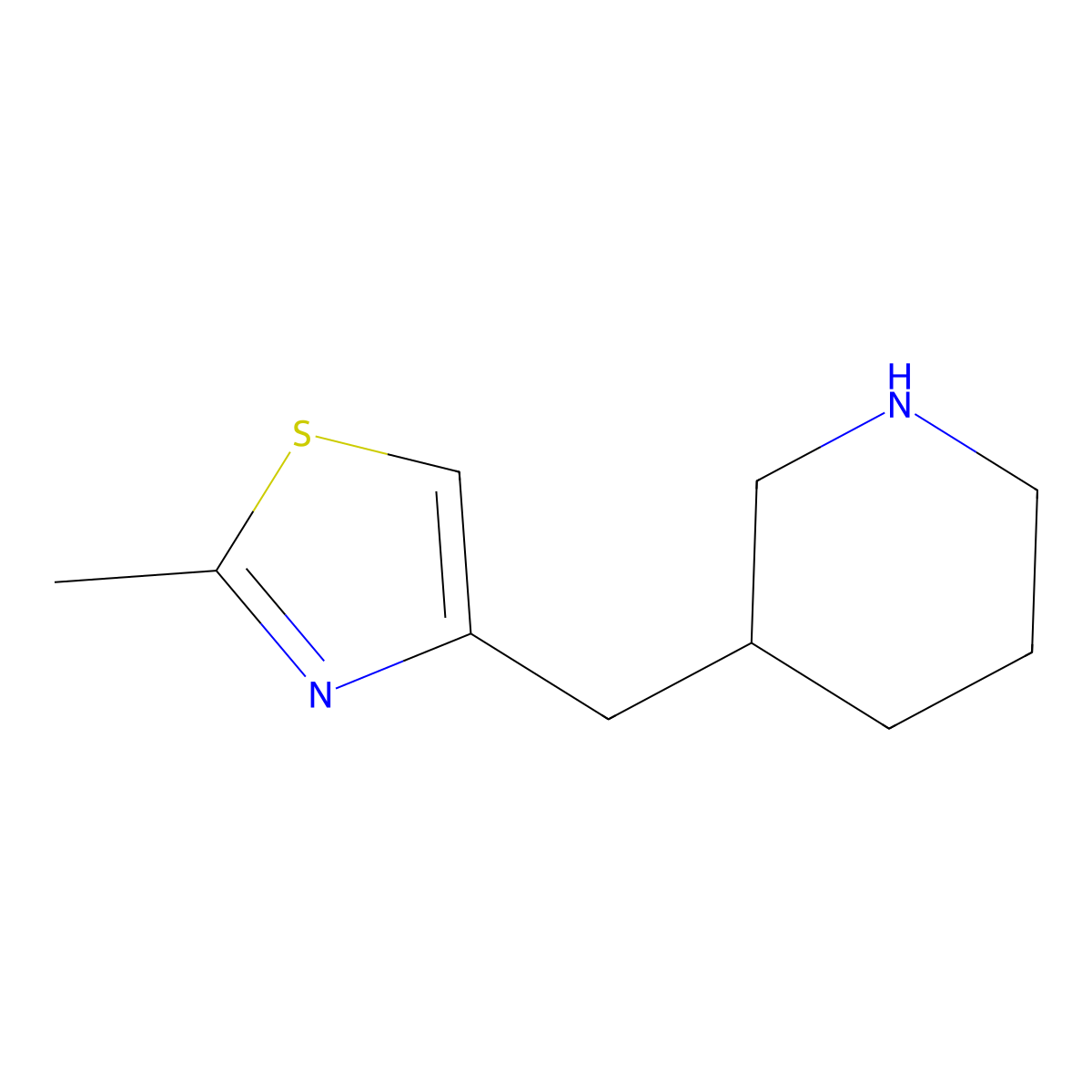 3-[(2-Methyl-1,3-thiazol-4-yl)methyl]piperidine molecular structure, CAS 1513317-37-7