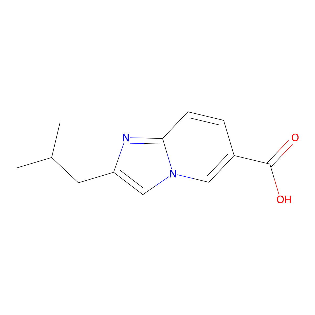 2-(2-Methylpropyl)imidazo[1,2-a]pyridine-6-carboxylic acid molecular structure, CAS 1513354-90-9