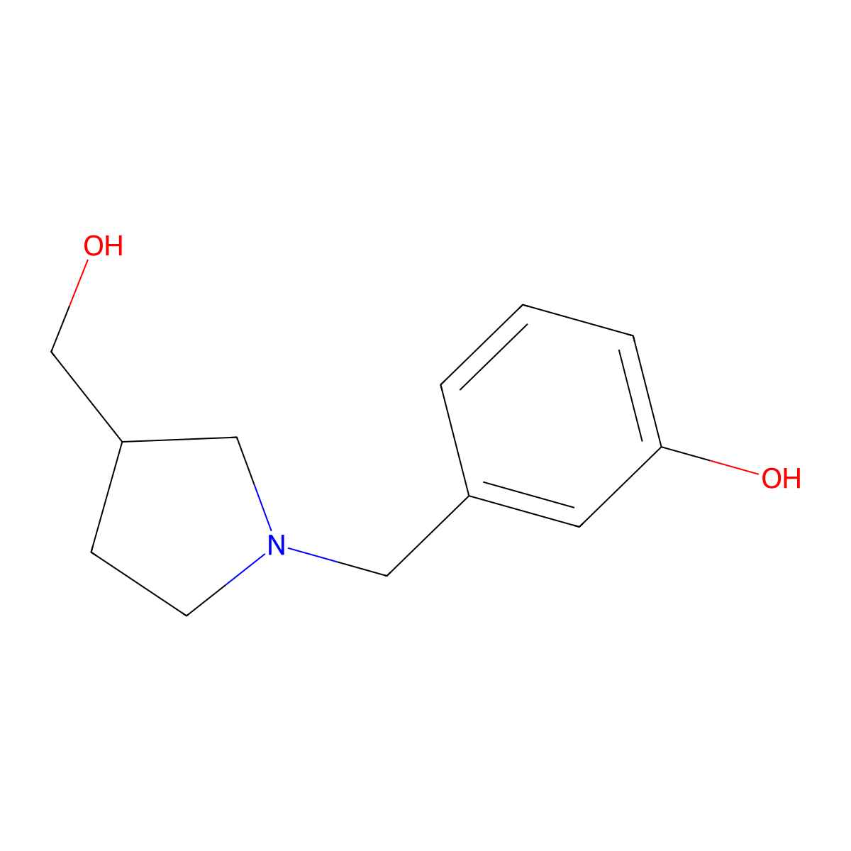 3-{[3-(Hydroxymethyl)pyrrolidin-1-yl]methyl}phenol molecular structure, CAS 1513364-74-3