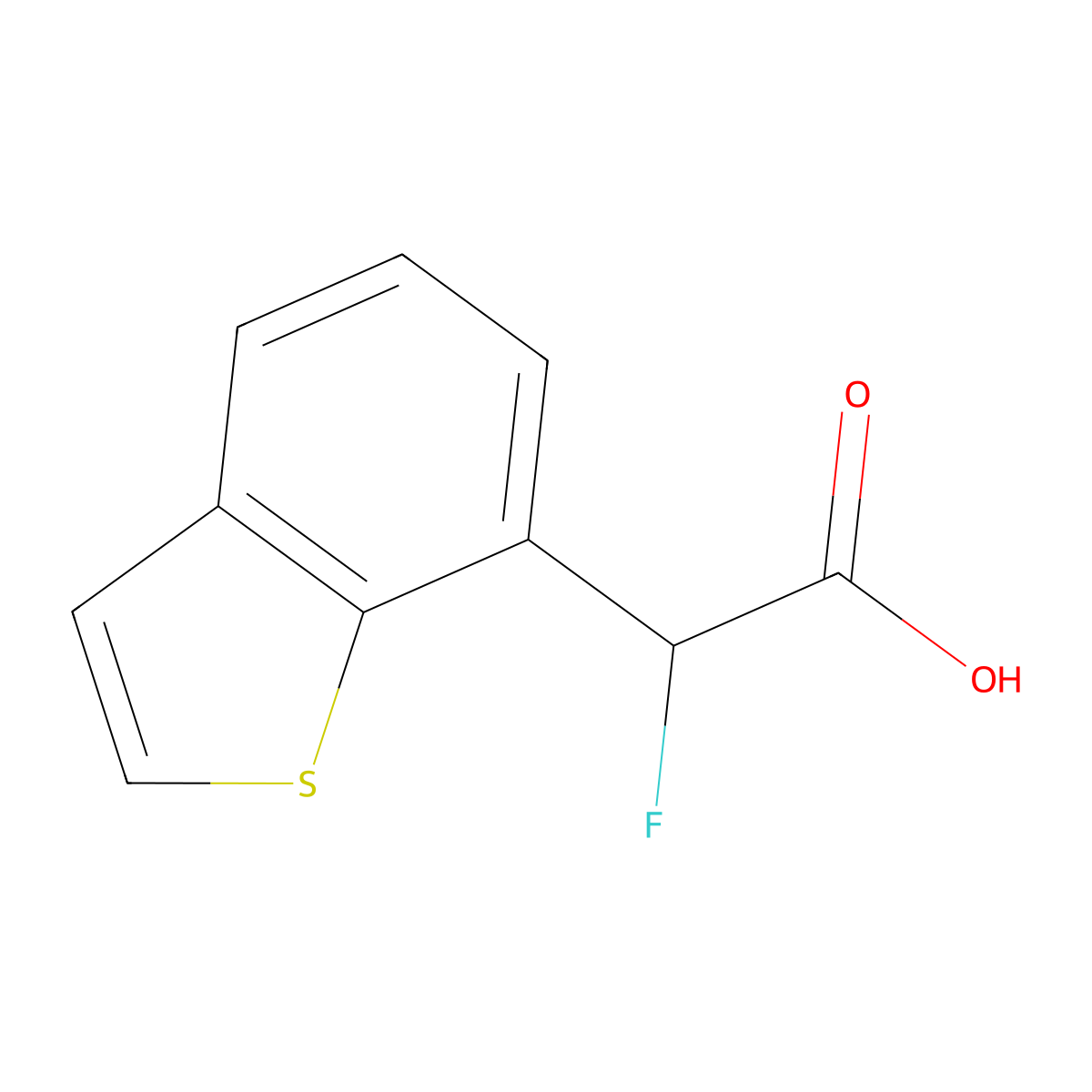 2-(1-Benzothiophen-7-yl)-2-fluoroacetic acid molecular structure, CAS 1513390-03-8