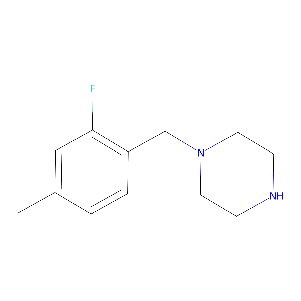 1-(2-Fluoro-4-methylbenzyl)piperazine molecular structure, CAS 1513395-04-4
