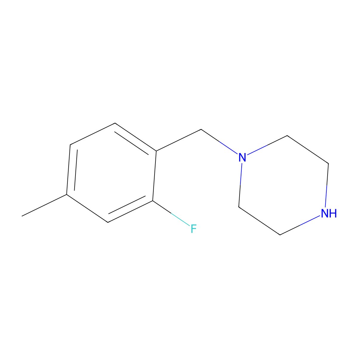 1-(2-Fluoro-4-methylbenzyl)piperazine molecular structure, CAS 1513395-04-4