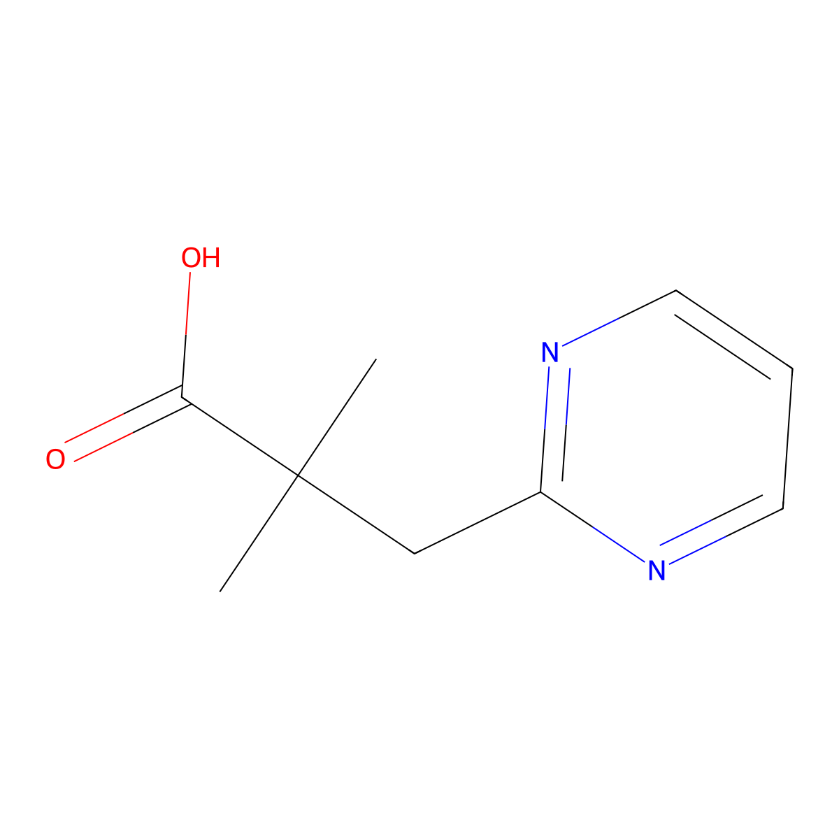 2,2-Dimethyl-3-(pyrimidin-2-yl)propanoic acid molecular structure, CAS 1513417-58-7