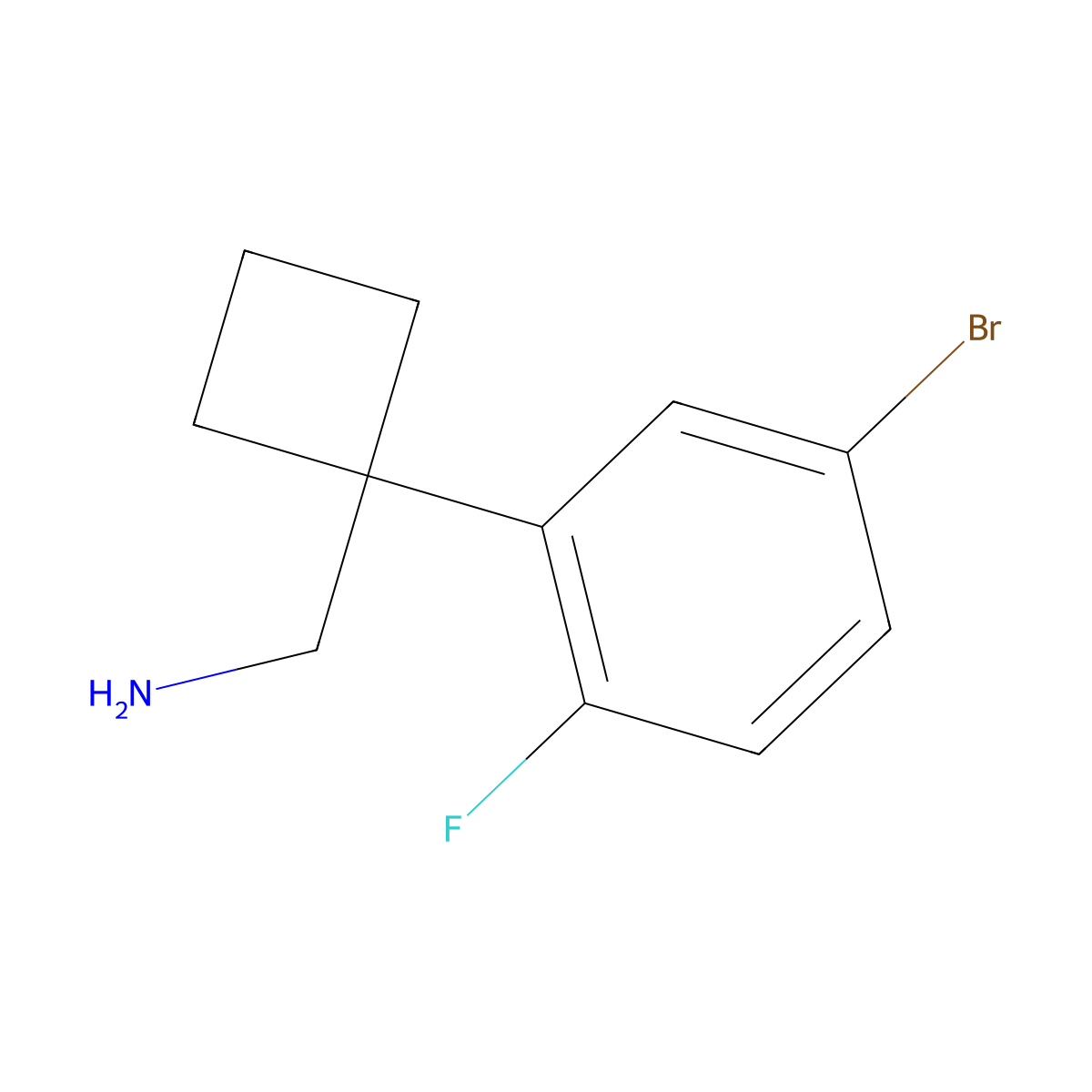 1-(5-Bromo-2-fluorophenyl)cyclobutanemethanamine molecular structure, CAS 1513428-72-2