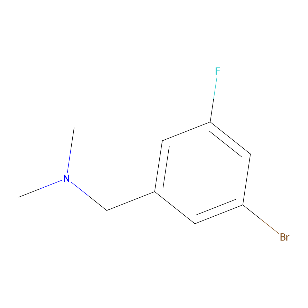 1-(3-bromo-5-fluorophenyl)-N,N-dimethylmethanamine molecular structure, CAS 1513433-14-1