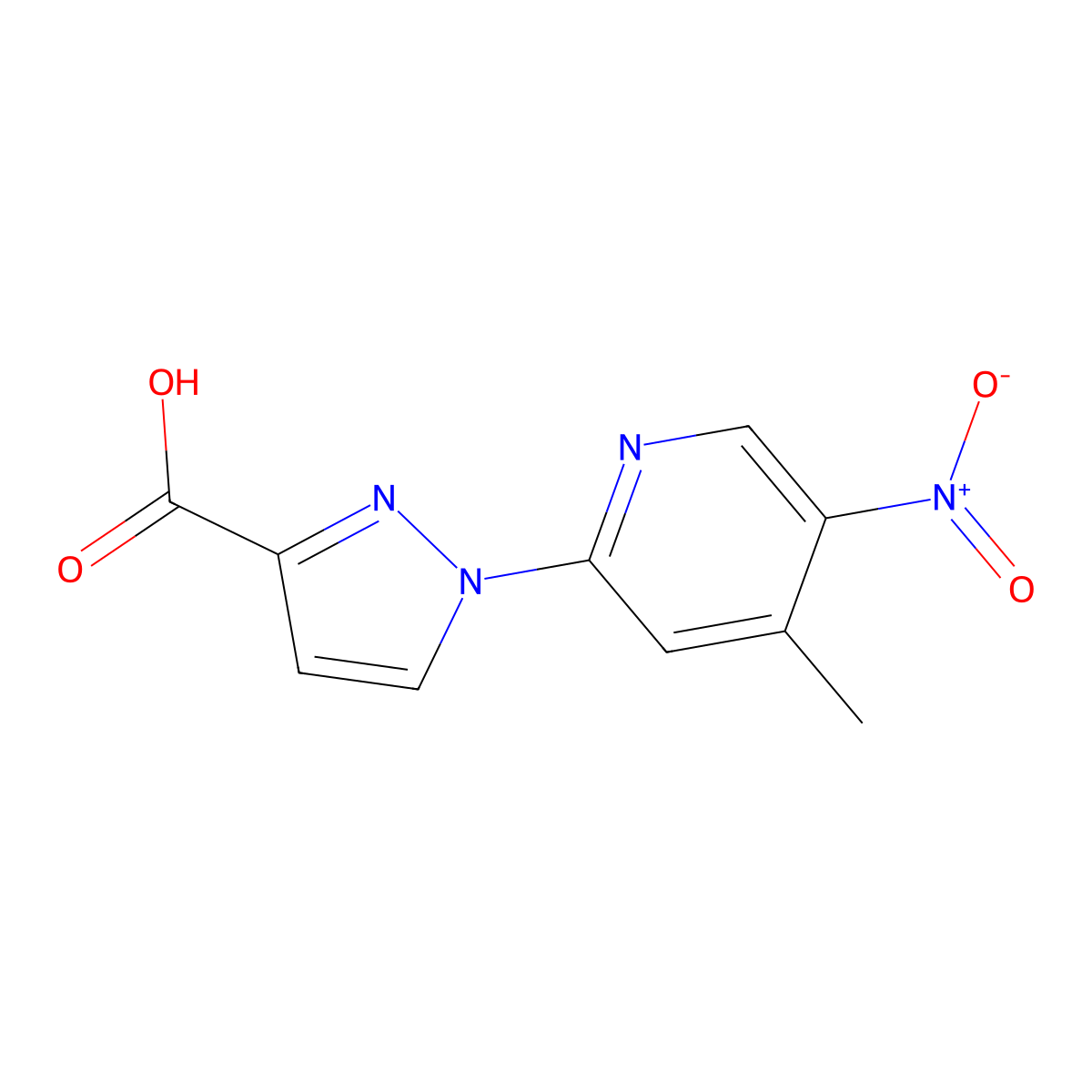 1-(4-Methyl-5-nitropyridin-2-YL)-1H-pyrazole-3-carboxylic acid molecular structure, CAS 1513438-23-7