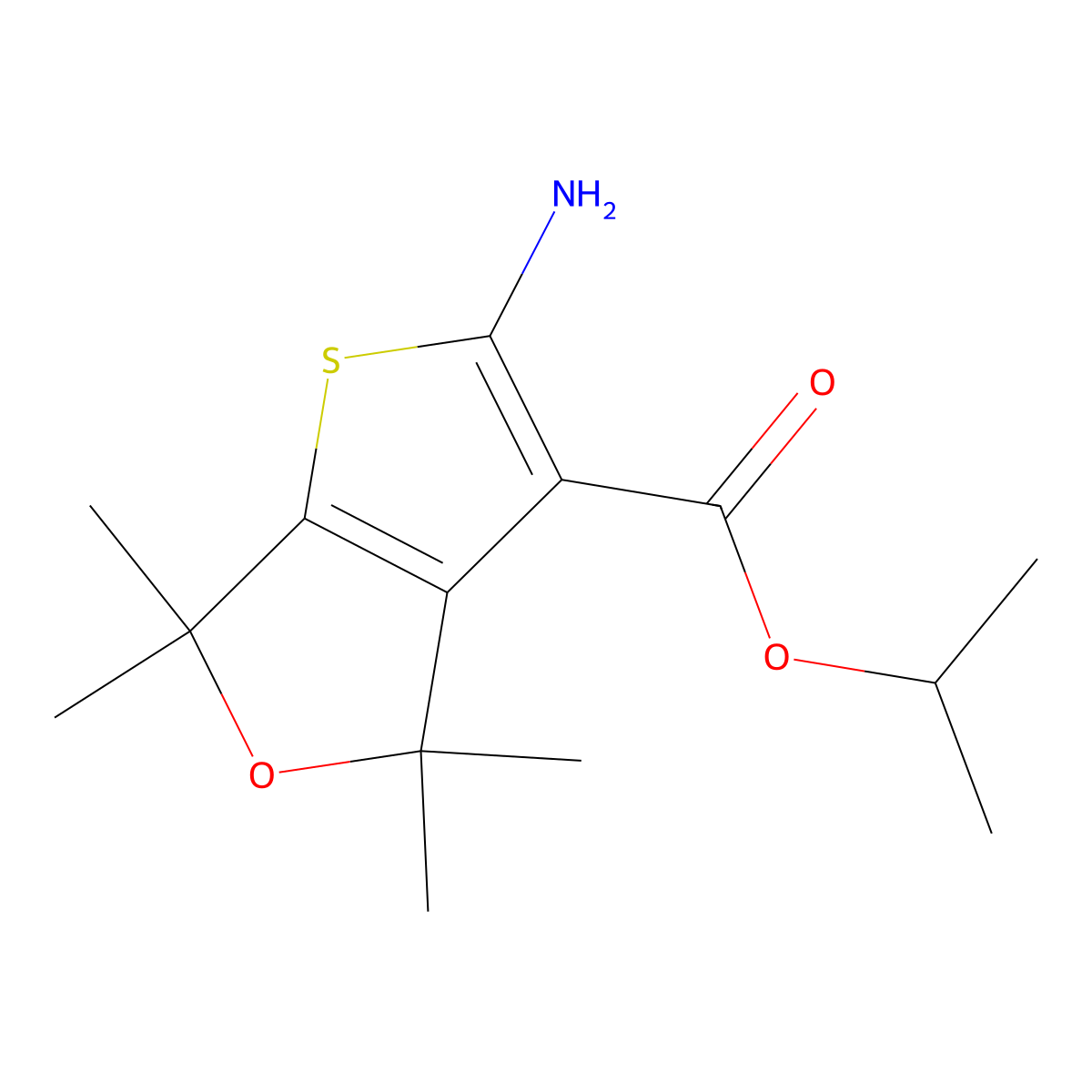 Propan-2-yl 2-amino-4,4,6,6-tetramethyl-4H,6H-thieno[2,3-c]furan-3-carboxylate molecular structure, CAS 1513475-62-1