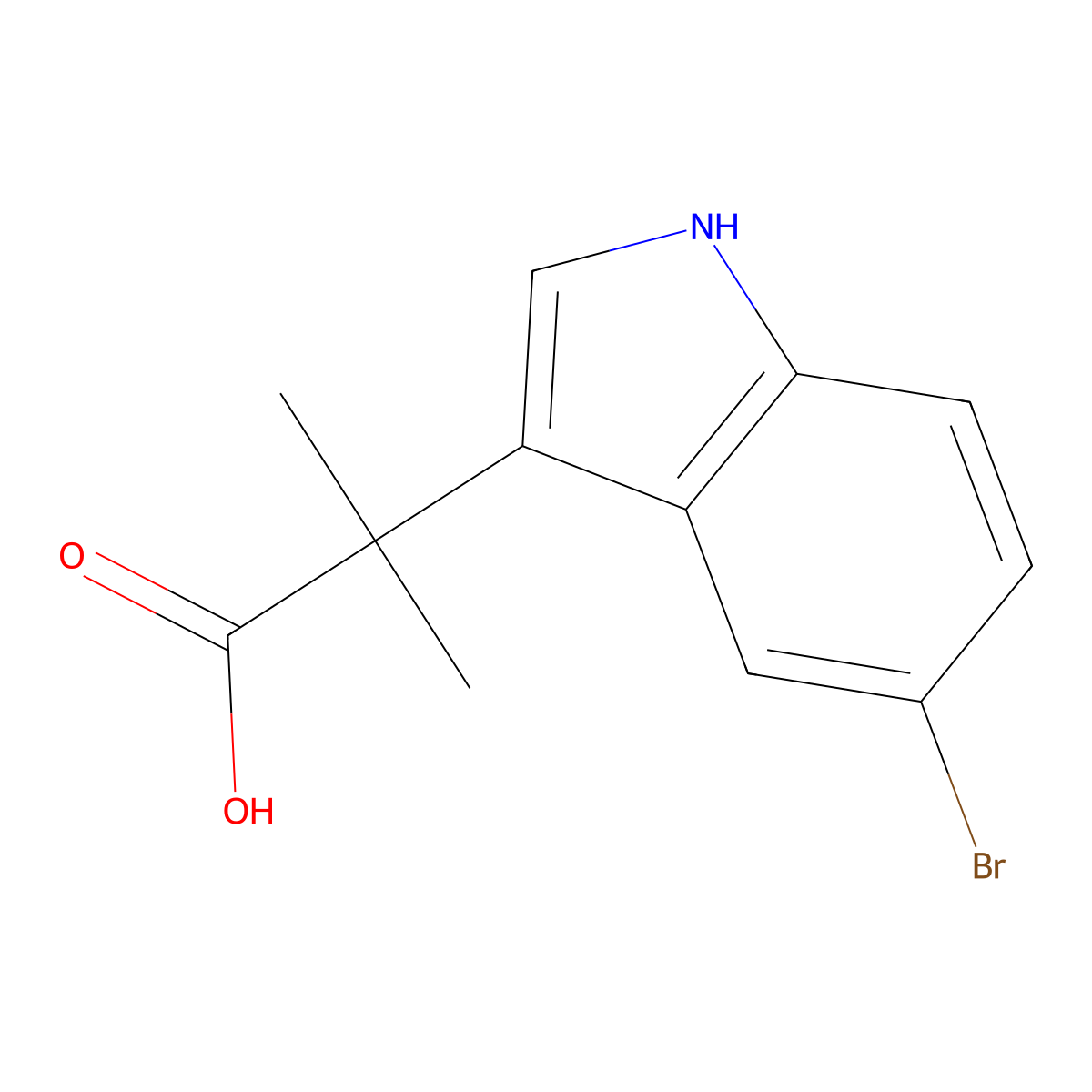 2-(5-Bromo-1H-indol-3-yl)-2-methylpropanoic acid molecular structure, CAS 1513498-15-1