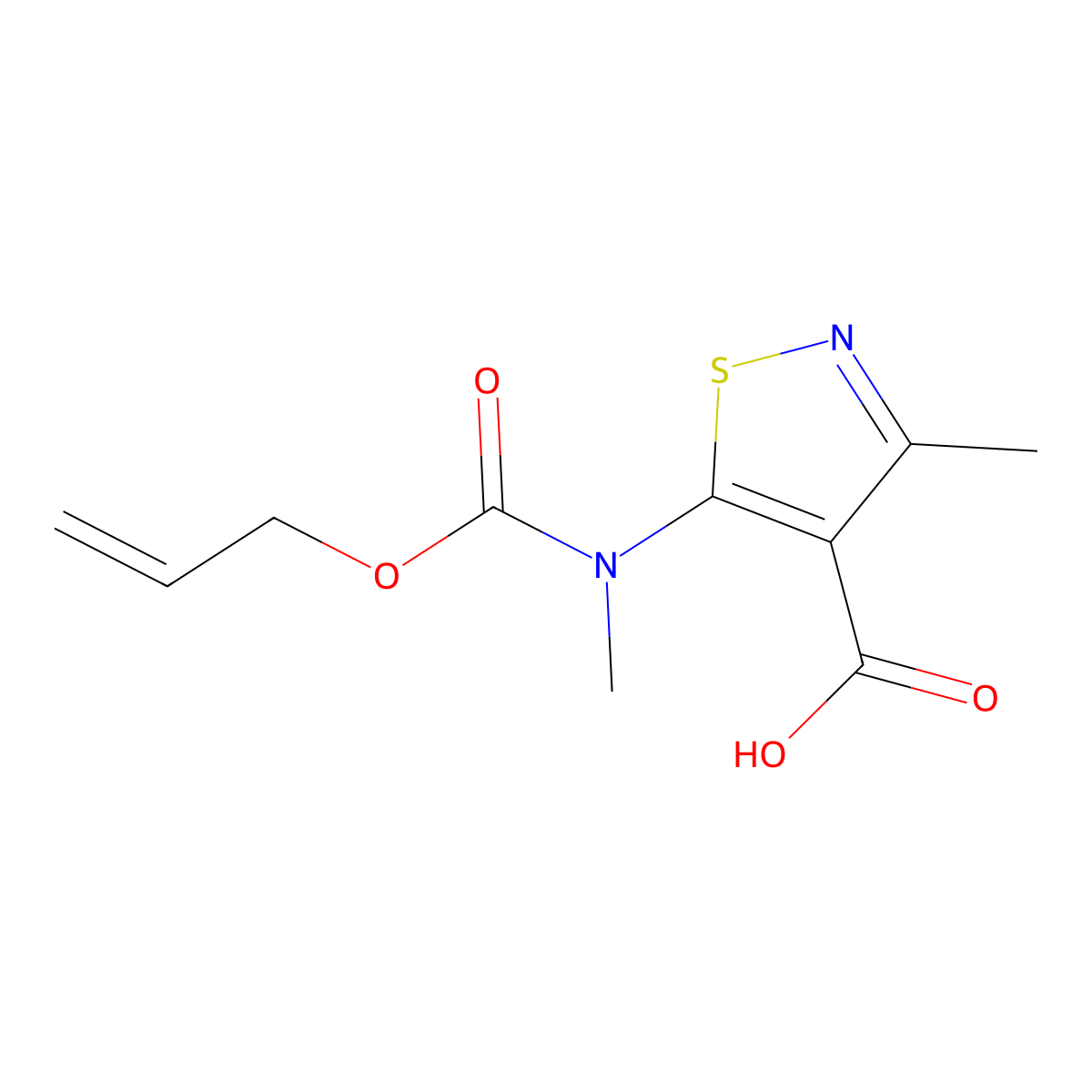 3-Methyl-5-{methyl[(prop-2-en-1-yloxy)carbonyl]amino}-1,2-thiazole-4-carboxylic acid molecular structure, CAS 1513499-01-8